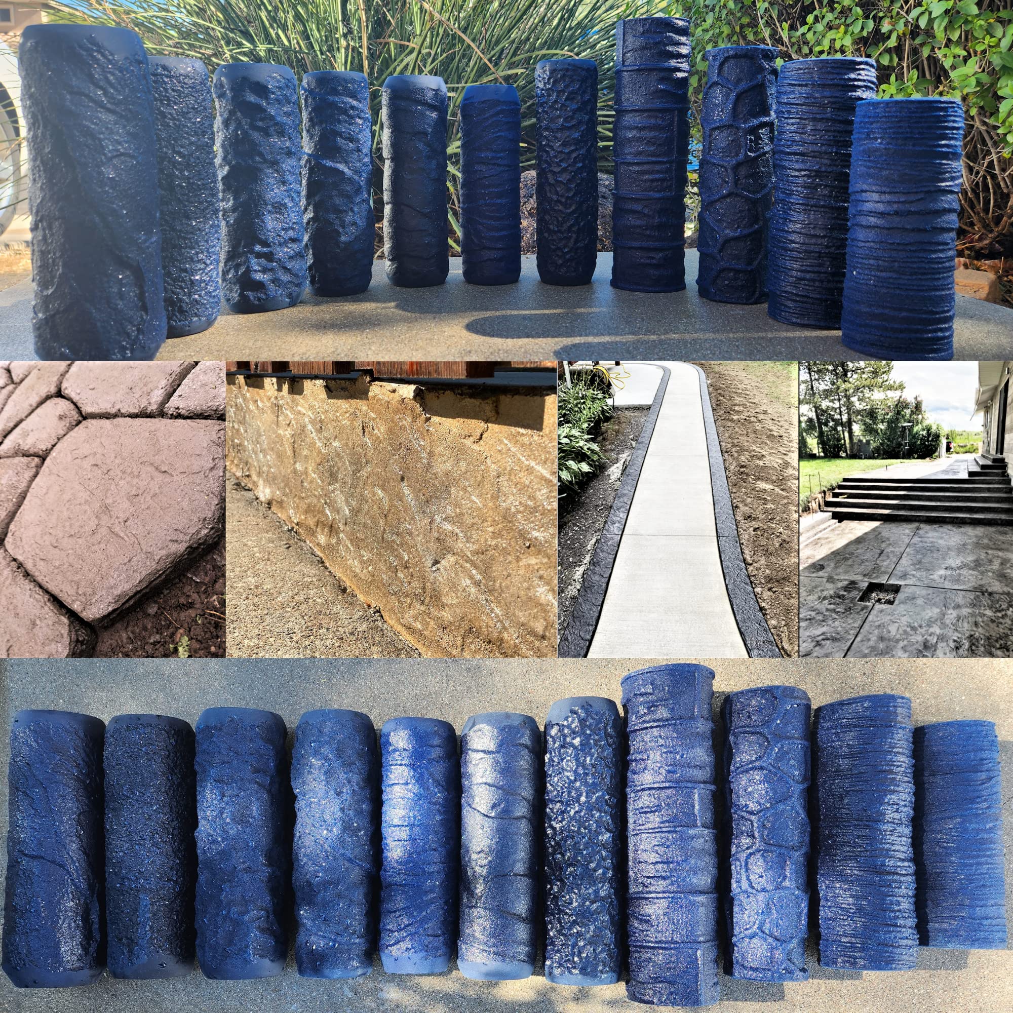 11-Piece Concrete Texture Roller Set - Professional Contractor Grade Stamps & Masonry Forms for Patio, Walkway & Driveway Decoration