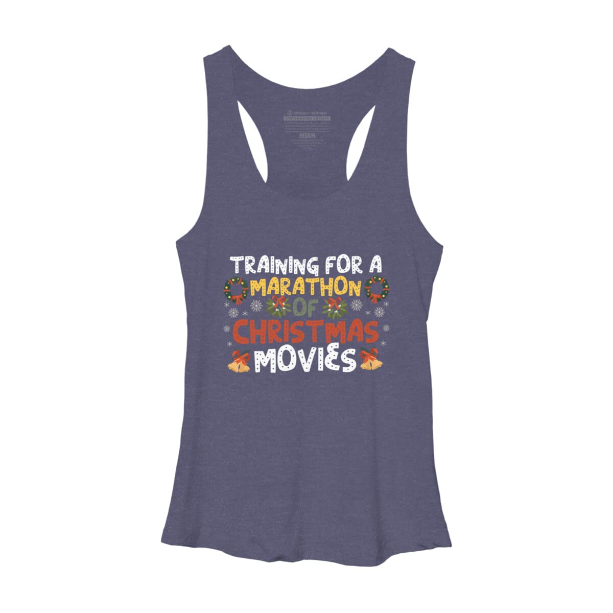 Design By Humans Women's Marathon Christmas Movie Training Racerback Tank Top - Gym Workout & Holiday Lounge Wear