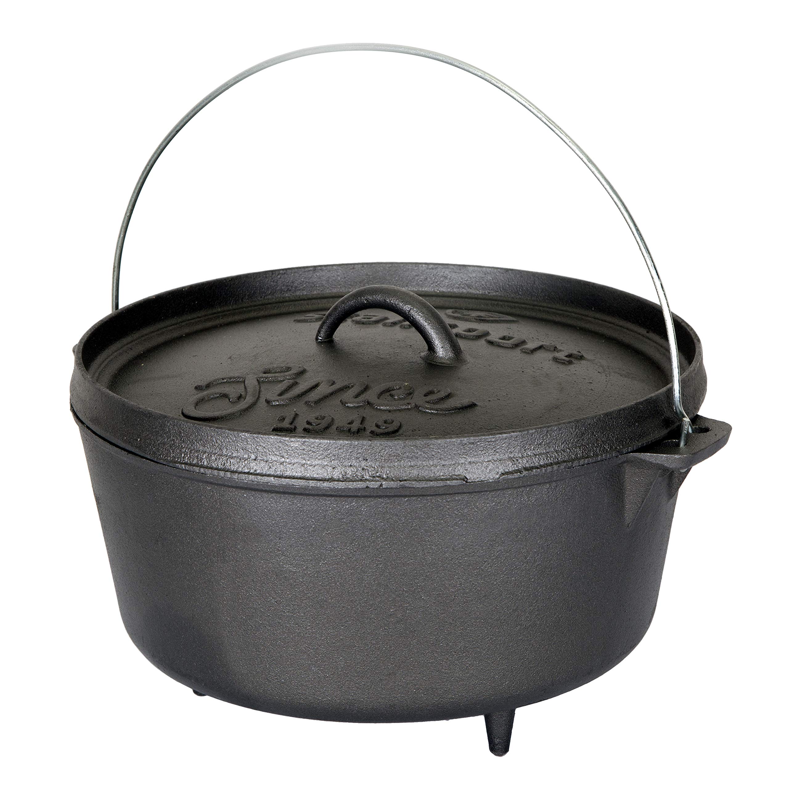 Stansport Cast Iron Dutch Oven - 6 Quart Enameled Camping Cookware for Outdoor Cooking, Baking & Stewing - Perfect for Campfires, BBQs & Dutch Oven Recipes