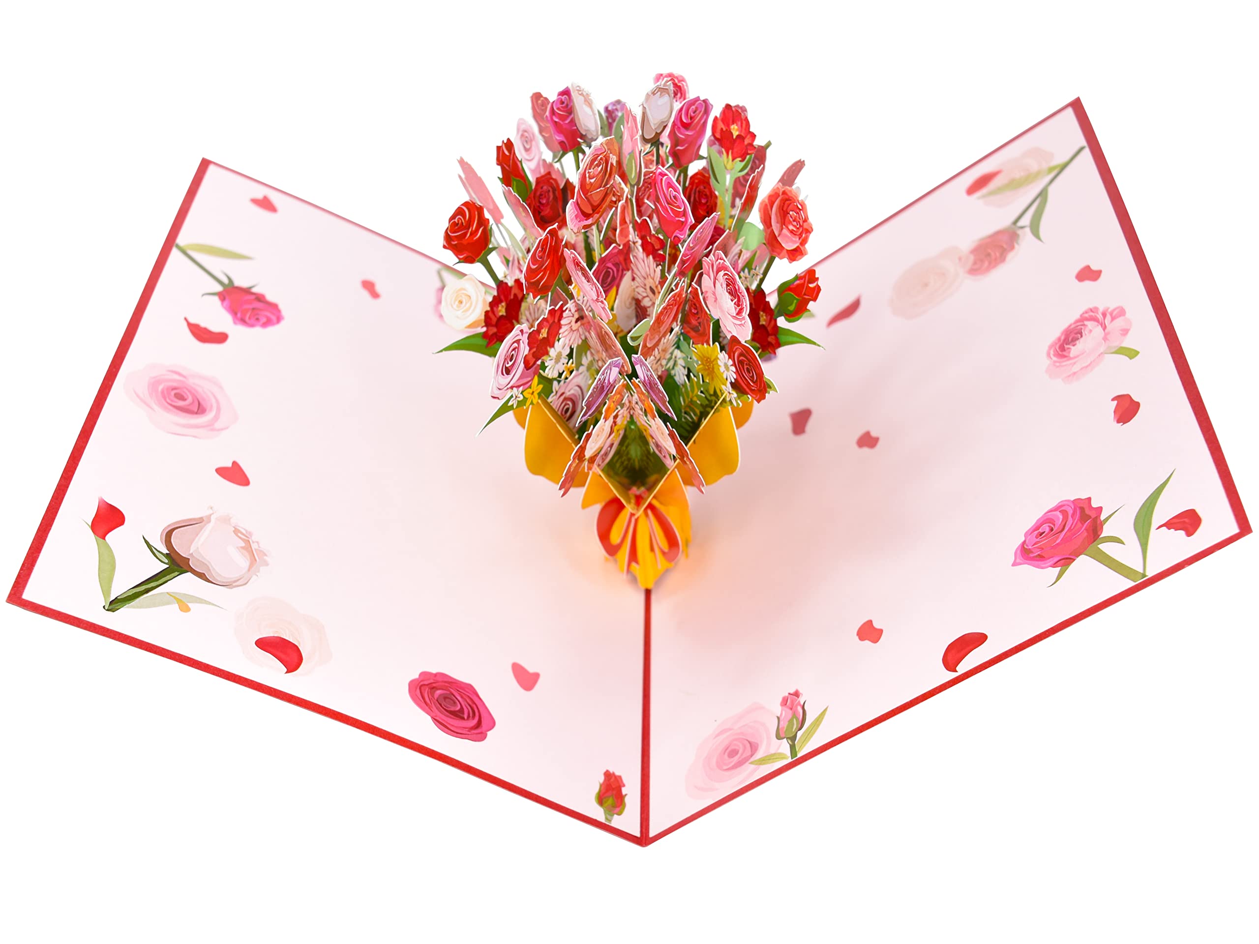 3D Pop Up Rose Bouquet Greeting Card - Elegant Birthday, Anniversary, Mother's Day, Valentine's Day & Spring Celebration Card - Perfect for Romantic Gifts, Wedding Invitations & Special Occasions
