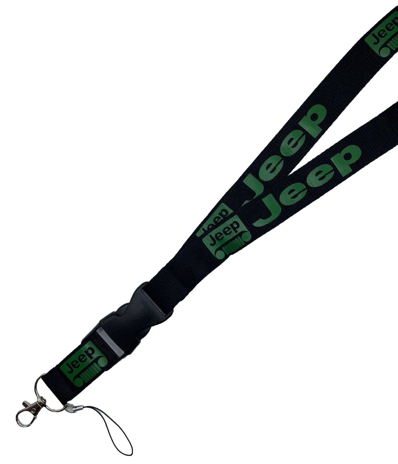Jeep Lanyard for Keys & ID Badges - Black with White Logo or Green Logo - Perfect for Work, School & Outdoor Adventures