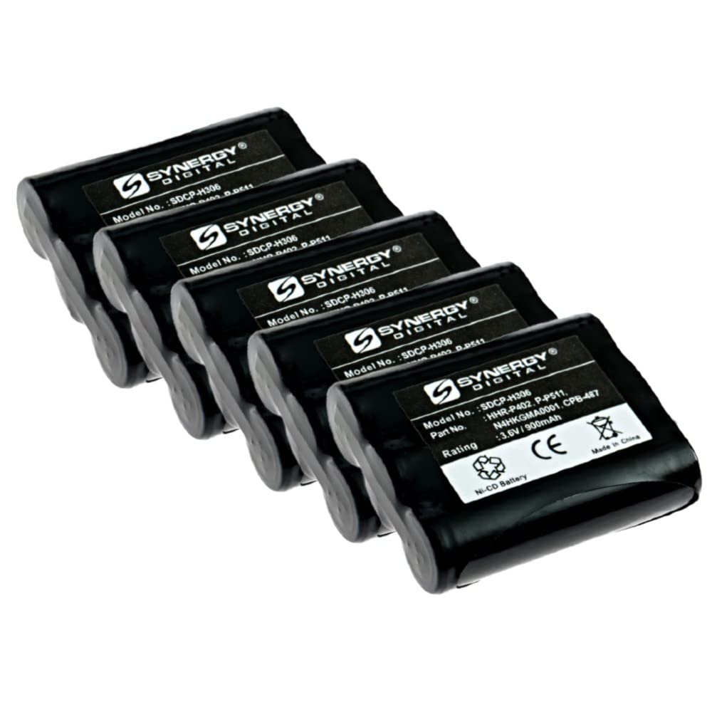 Synergy Digital Rechargeable Ni-CD 3.6V 900mAh Cordless Phone Batteries - 5 Pack | Compatible with Panasonic KX-TG2270S & P-P511 Models | Perfect for Home, Office, or Business Phone Systems