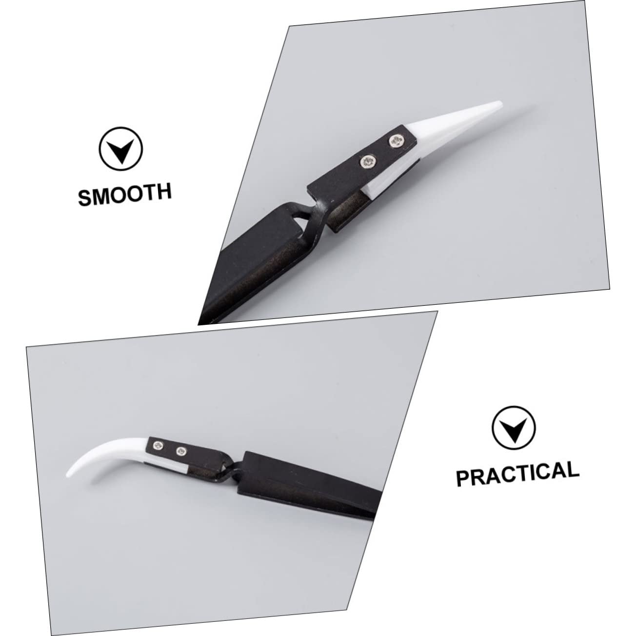 Veemoon Lash 3-Piece Reverse Handle Precision Curved Tip Anti-Static Tweezers for Eyelash Extensions - 14cm Professional Lash Tools (Black) - Perfect for Salon, Home Use & DIY Lash Artists