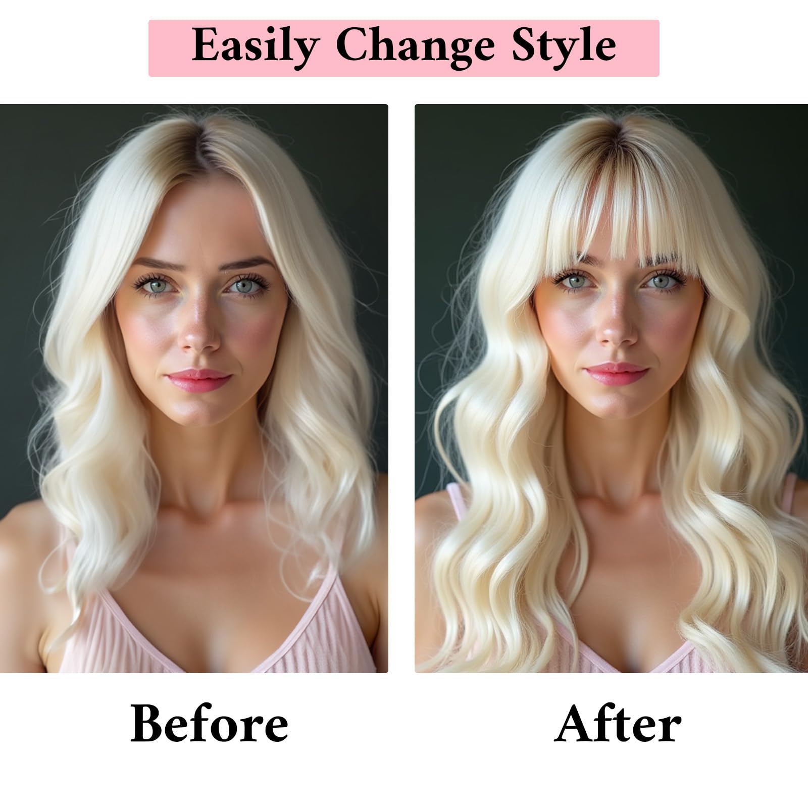 SEGO 100% Real Human Hair Toppers with Bangs - Silk Base 150% Density Clip-In Topper (2.7”x5.1”) for Women with Thinning Hair & Hair Loss - Perfect for Daily Wear, Special Occasions & Gray Hair Coverage