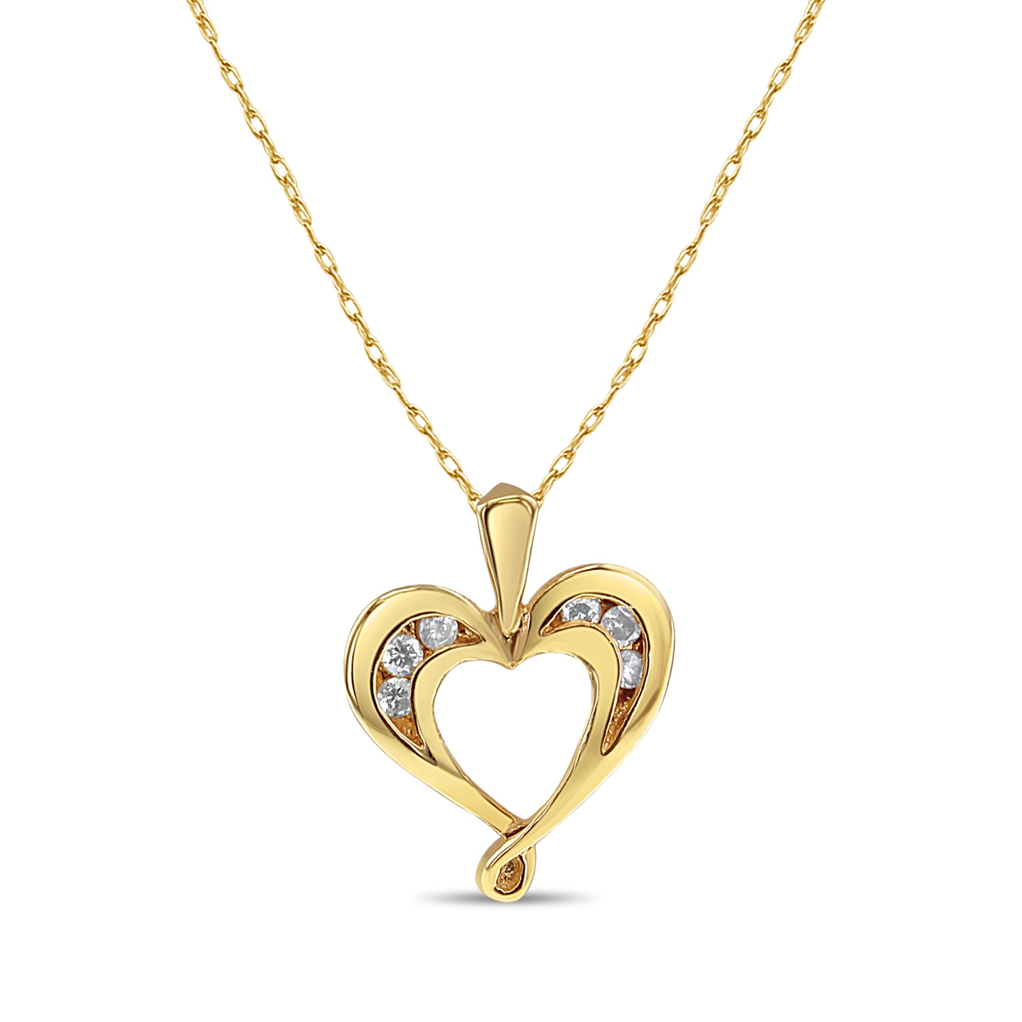 Small Diamond Heart Shaped Necklace .13cttw 14k Yellow Gold - Elegant Valentine's Day Gift for Her, Anniversary Jewelry, Romantic Present for Girlfriend