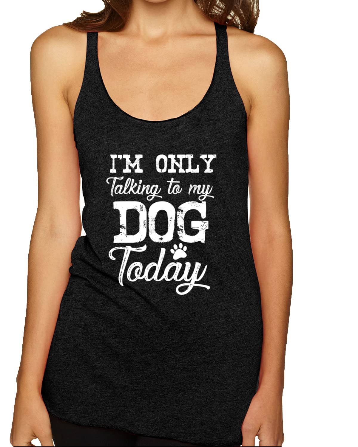 Funny Dog Lover Tri-Blend Racerback Tank Top - 'I'm Only Talking to My Dog Today' Graphic Tee for Women | Perfect for Dog Parks, Walks & Pet Lovers