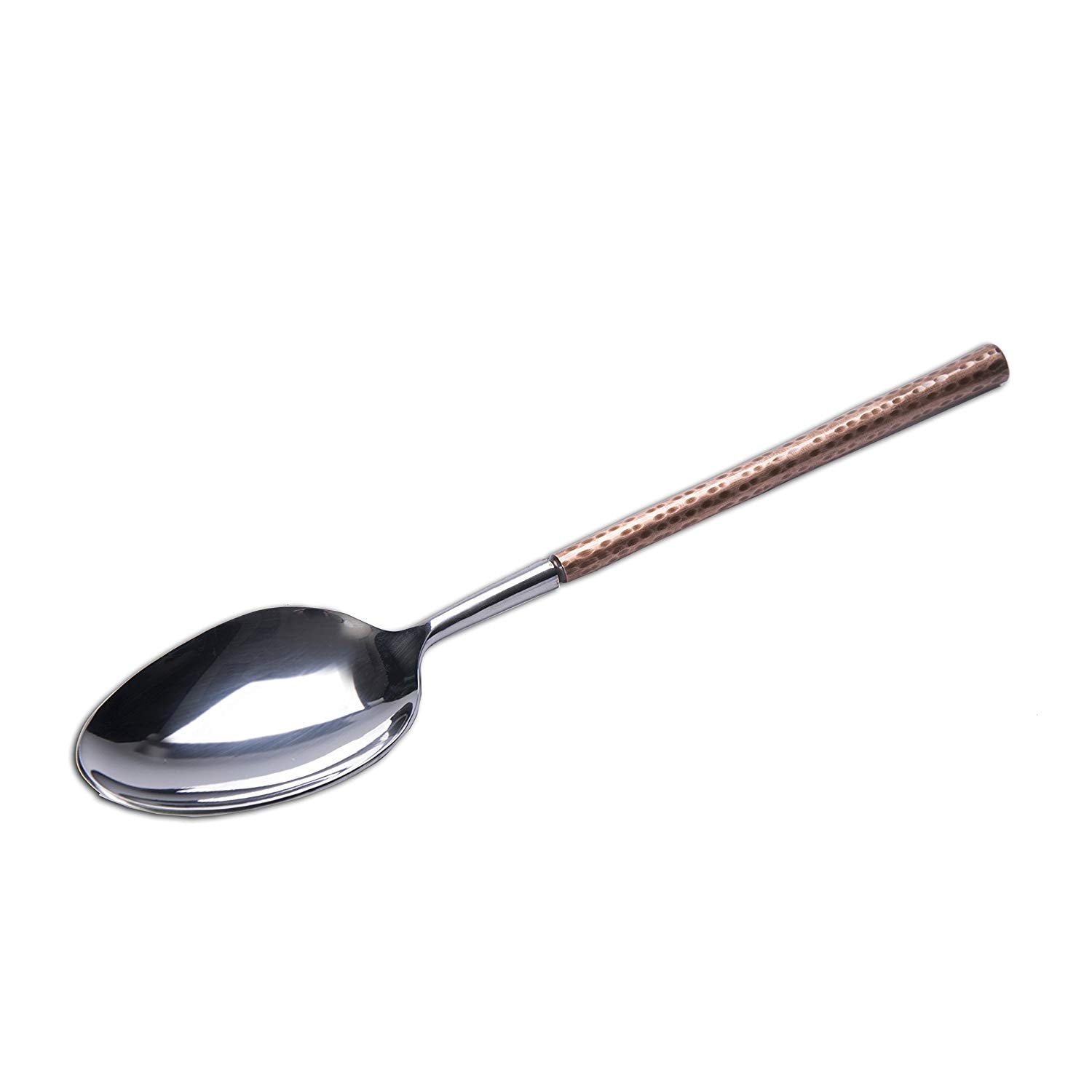Arcata 036861 Solid Stainless Steel Serving Spoon with Elegant Copper Handle - 10