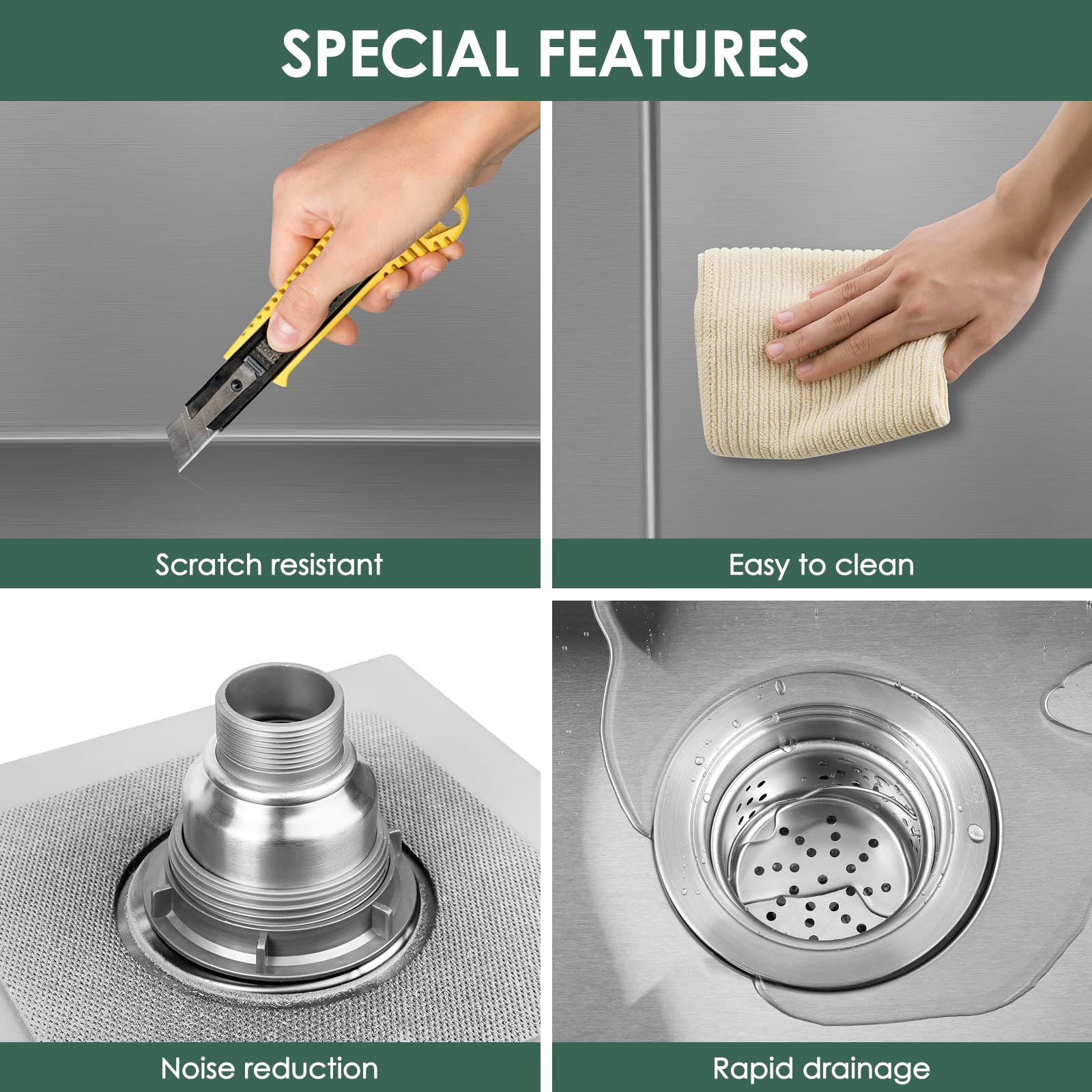 17 x 15 Inch Drop-in Stainless Steel Kitchen Sink - 16 Gauge Single Bowl Bar Sink with Sink Protector, Brushed Nickel Finish - Perfect for Small Kitchens, Wet Bars, and RV Campers