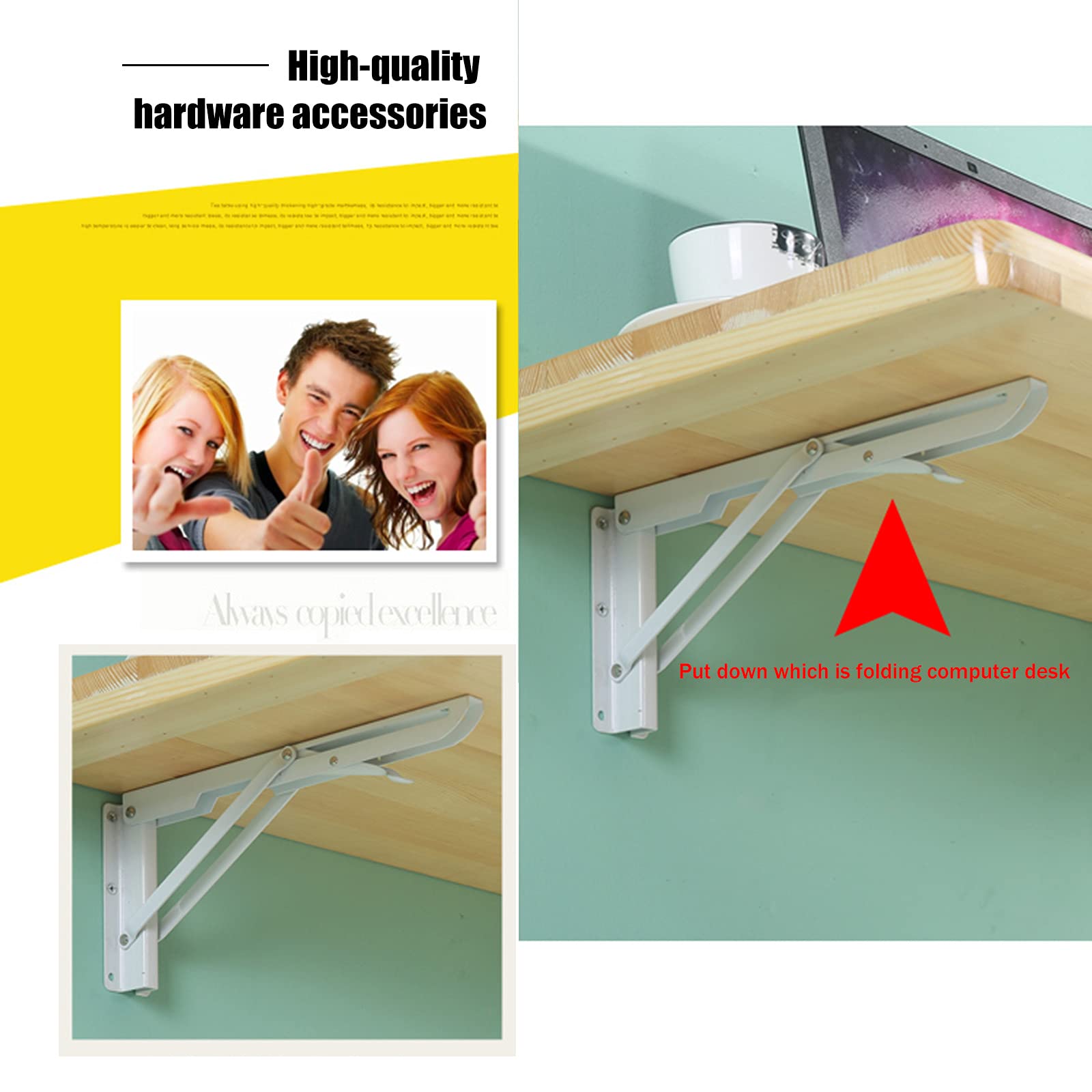 Wall Mounted Folding Workbench - Heavy Duty Drop-Leaf Wooden Table for Kitchen, Dining & Office | Space-Saving Fold Down Design for Small Spaces | Perfect as Kitchen Table, Computer Desk or Craft Station