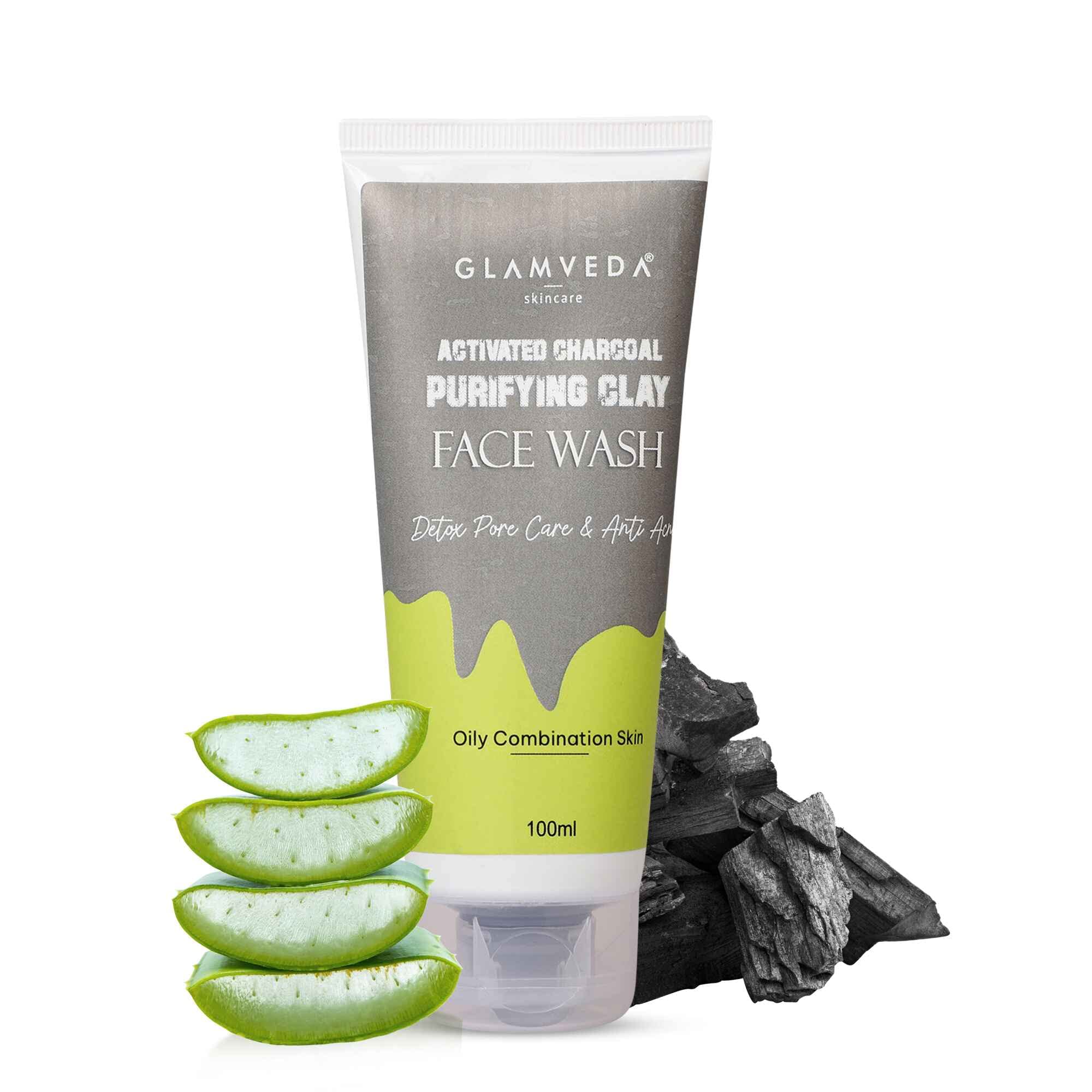 Glamveda Activated Charcoal Clay Face Wash - Deep Cleansing, Oil Control & Blackhead Removal for Men & Women | Fights Acne & Pollution | Suitable for All Skin Types | 100g | Perfect for Daily Skincare Routine & Travel