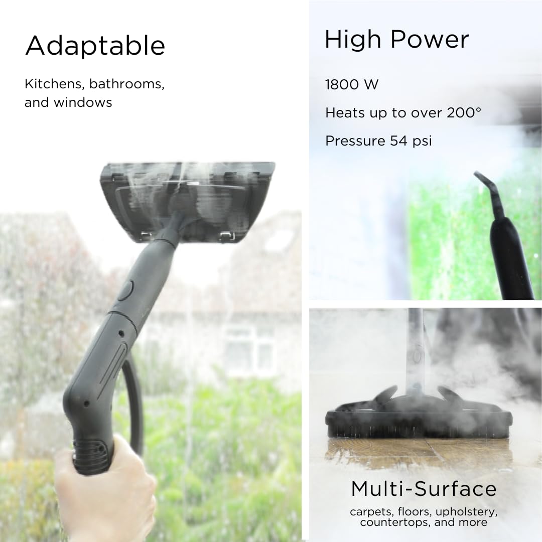 Ewbank 1800W Powerful Steam Cleaner with Attachments - Multi-Surface Cleaning for Carpets, Tiles, Floors, Cars, Upholstery, Bathroom, Kitchen, Windows & Grout | Perfect for Deep Cleaning, Sanitizing and Removing Tough Stains at Home or Office