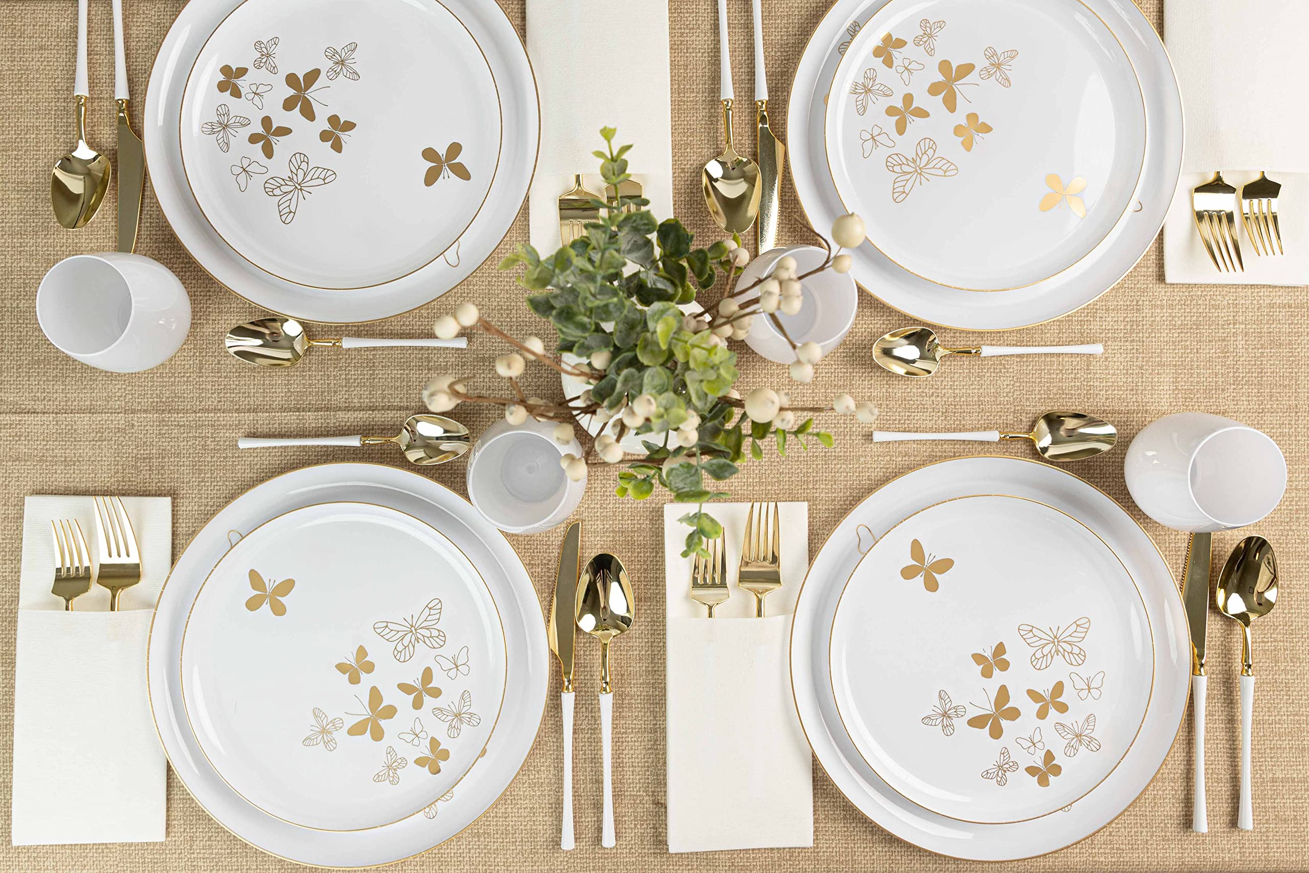 PLASTICPRO 20-Piece Combo Dinner Plates Set - 10 White 8.6