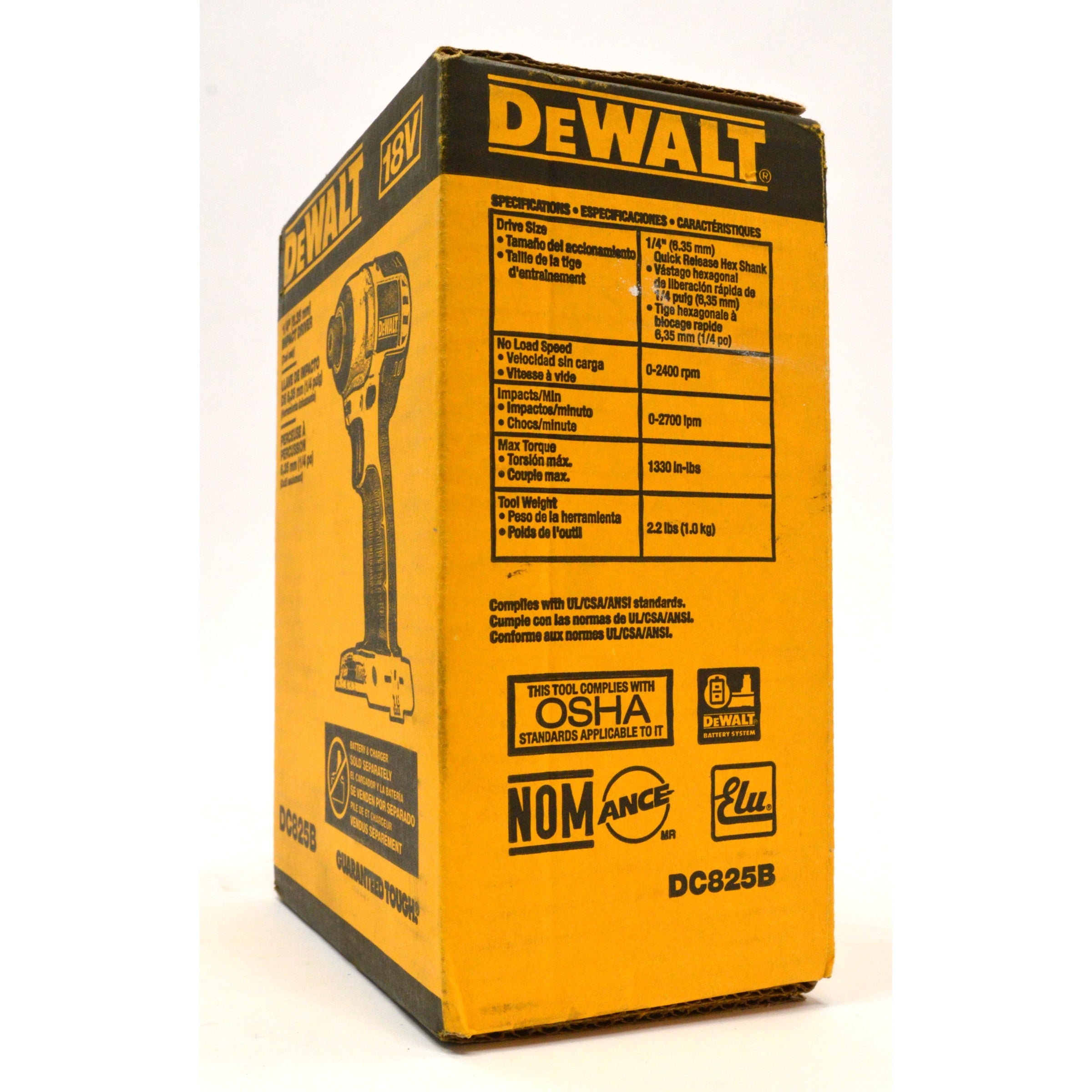 DeWALT DC825B 1/4 Inch Impact Driver (Tool Only) - New in Box - Powerful Cordless Tool for Construction, Automotive & DIY Projects