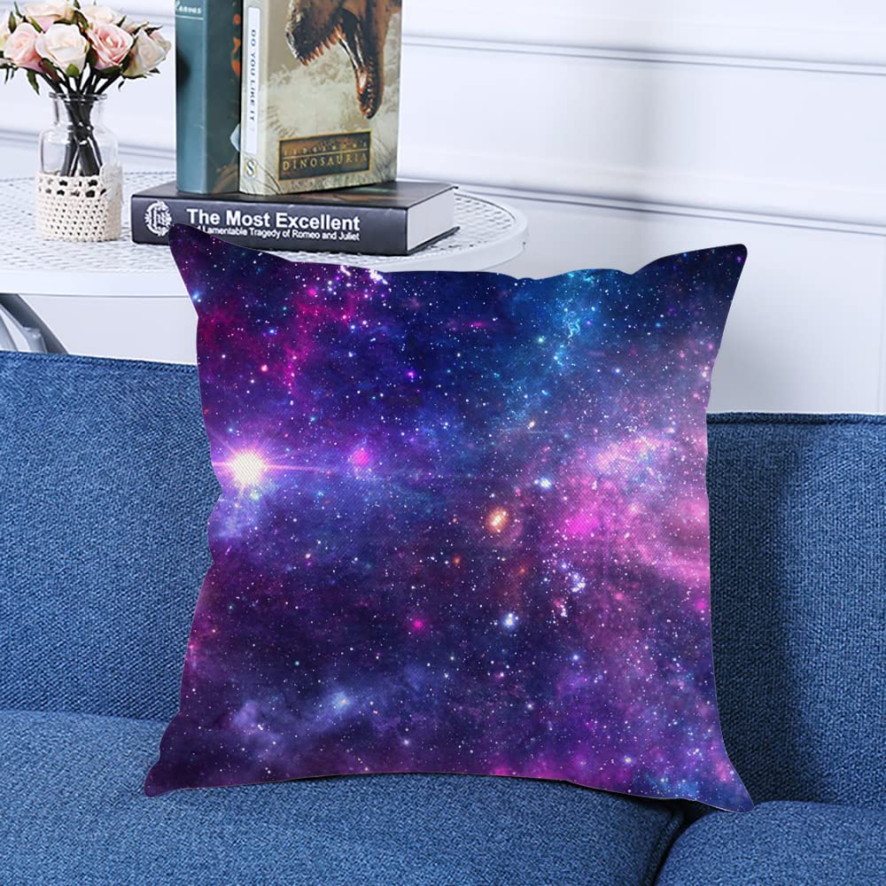 Galaxy Space Square Throw Pillow Covers 18x18 Inch - Decorative Sofa Cushion Cases for Bed, Couch & Home Decor | Modern Celestial Living Room & Bedroom Accent Pillows