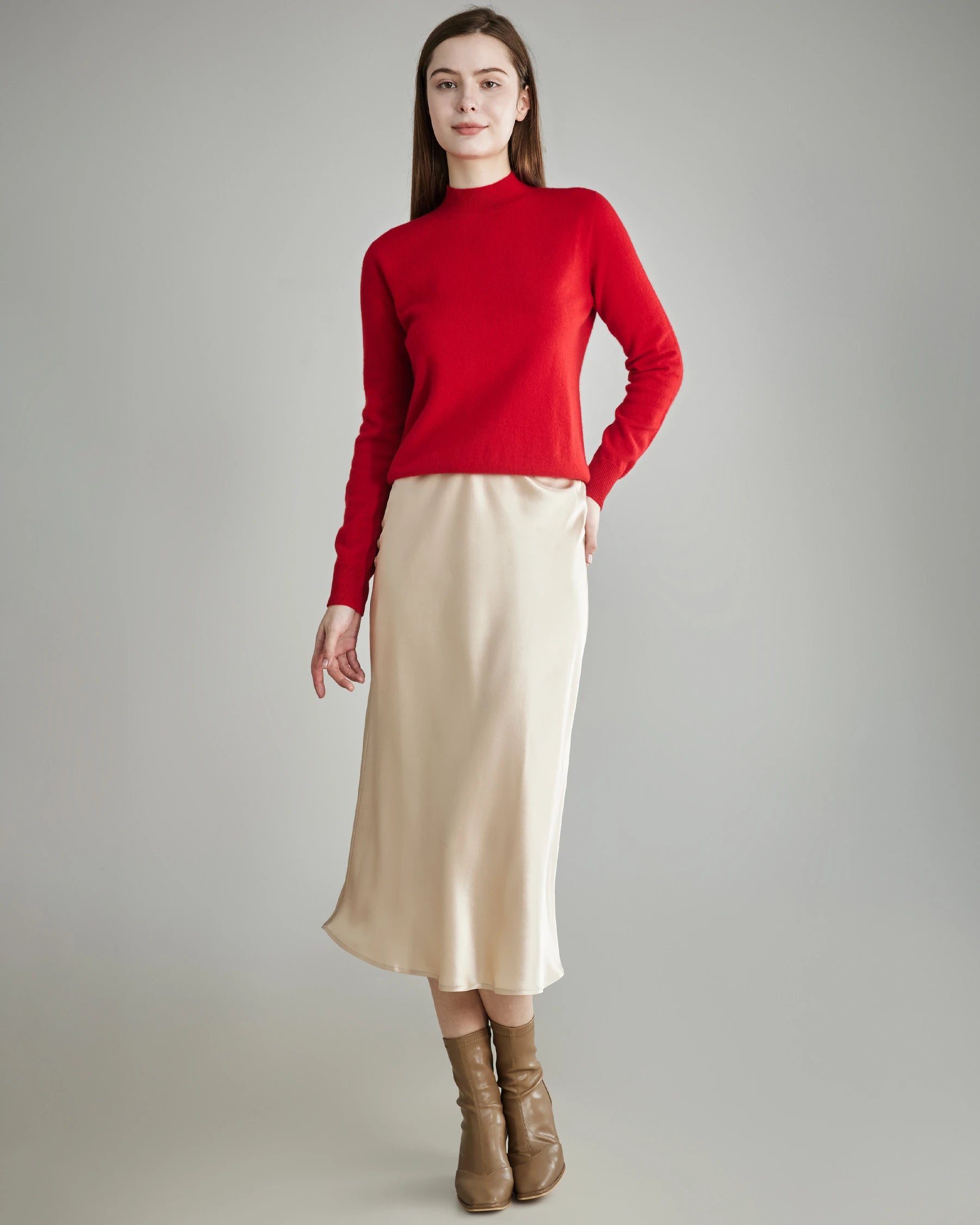 Luxury Cashmere Mock Neck Sweater for Women - Soft & Warm Winter Pullover - Perfect for Office, Travel & Casual Outfits