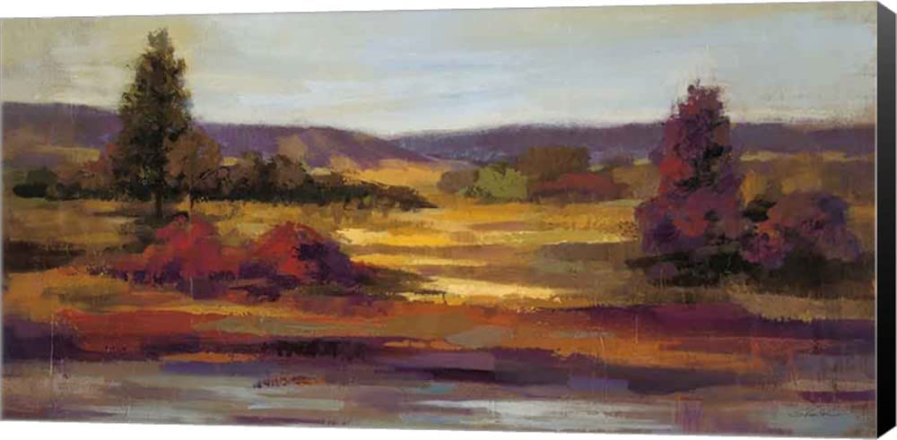 Fall Riverside Crop by Silvia Vassileva - 20x10 Inch Canvas Art Wall Picture, Museum Wrapped with Black Sides - Perfect for Living Room, Bedroom, or Office Decor