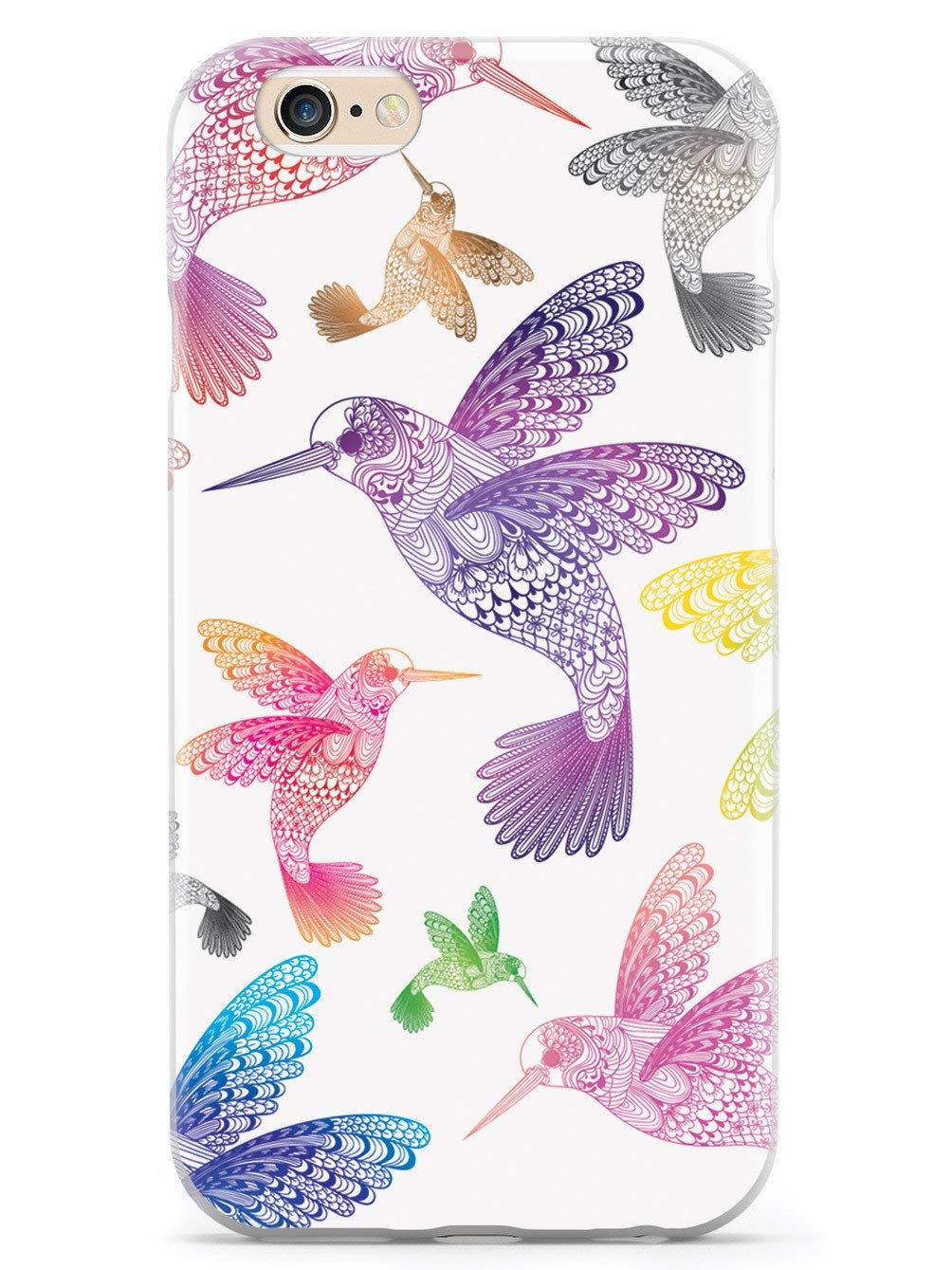 **3D Textured Protective Phone Case for Apple iPhone 6 Plus/6s Plus - Zentangle Hummingbirds Design - Shockproof & Slim Fit - Multicolor - Perfect for Everyday Use & Travel**