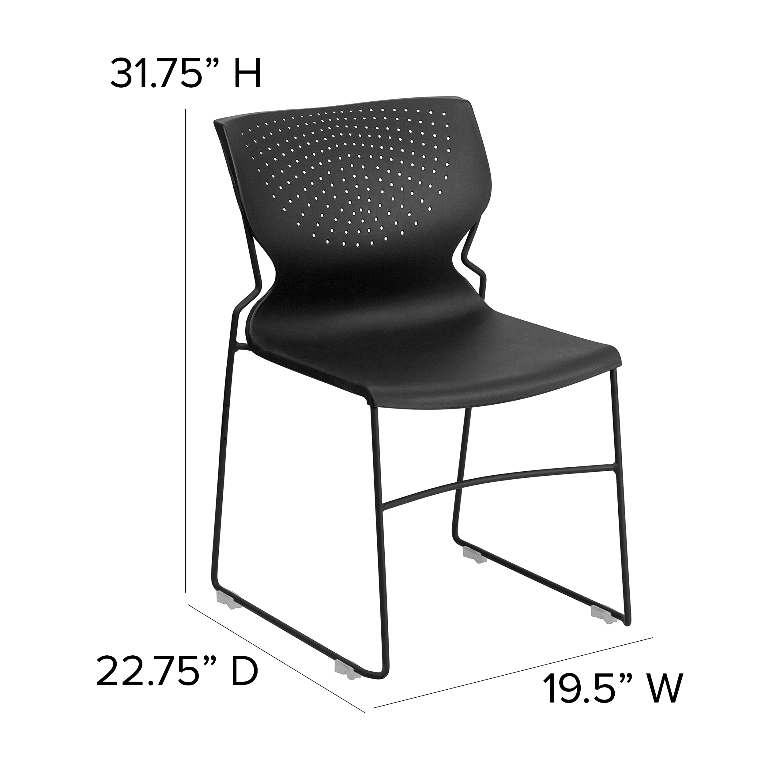 5-Pack Heavy Duty Black Stacking Chairs - 661 lb Capacity, Full Back Support & Durable Steel Frame - Perfect for Events, Banquets, Classrooms & Office Use