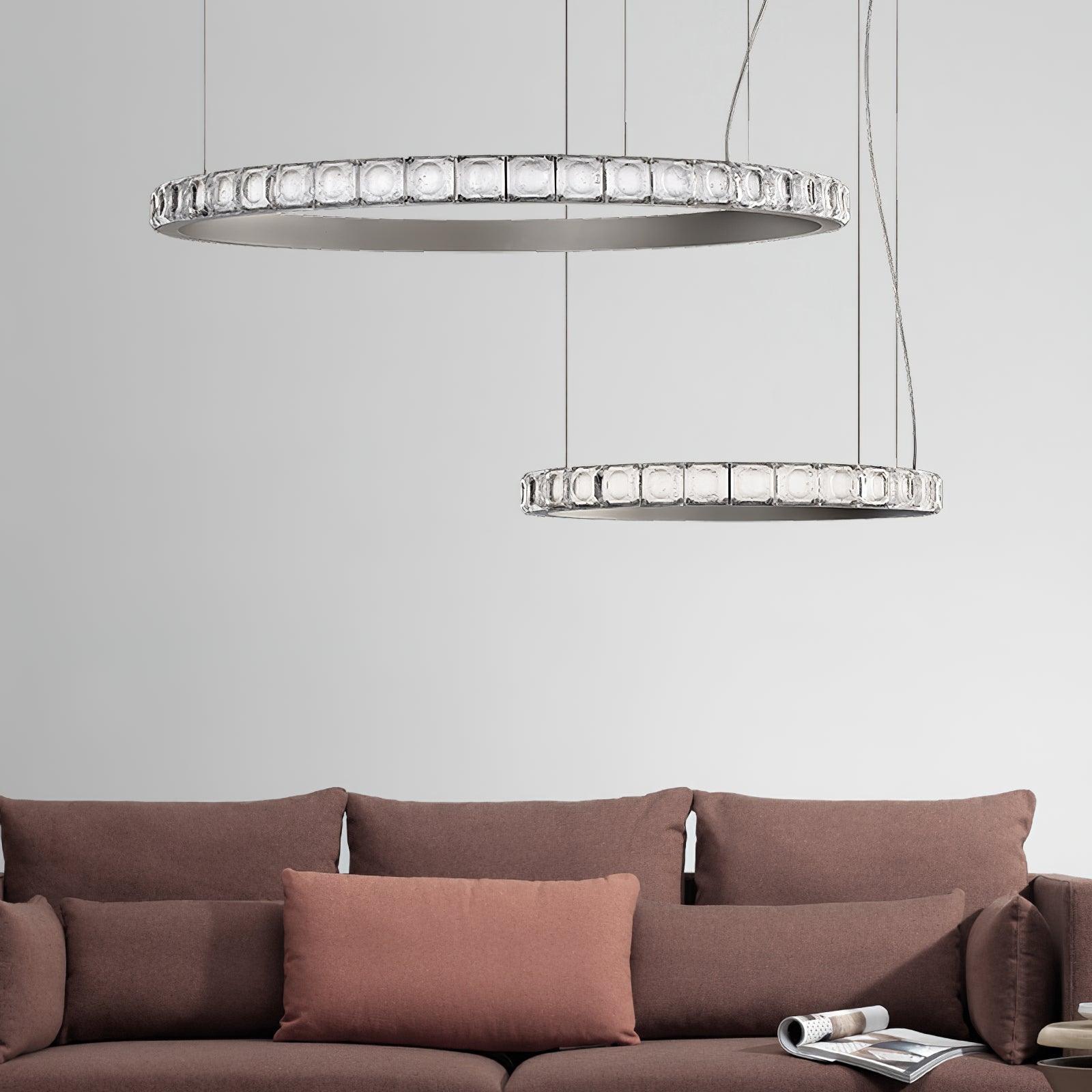Aura Ring Chandelier - Elegant Crystal Ceiling Light Fixture for Dining Room, Living Room & Bedroom | Modern LED Pendant Lighting for Home Decor