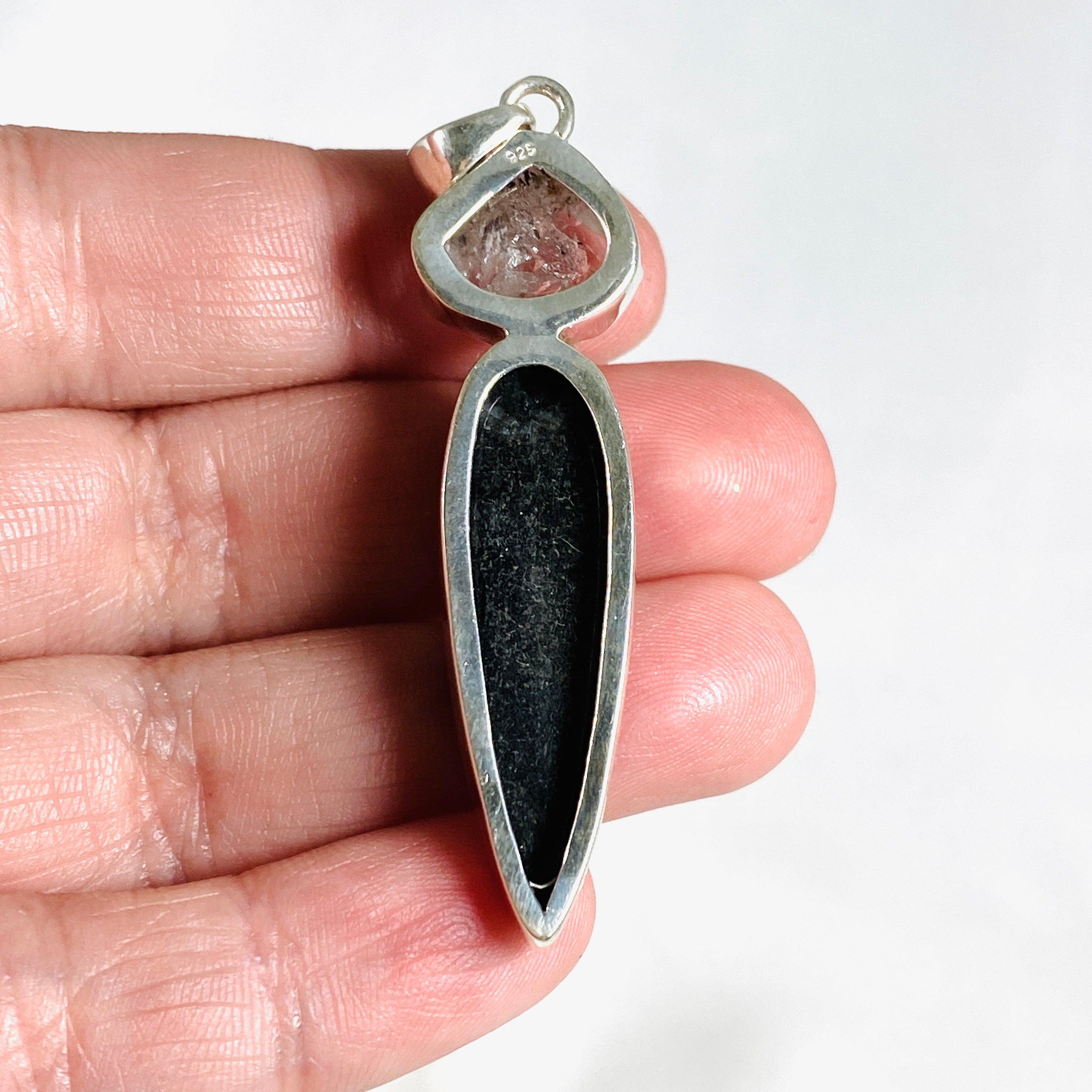 Fossil & Herkimer Diamond Multi-Stone Pendant Necklace KPGJ4121 | Unique Natural Gemstone Jewelry for Women | Perfect for Casual Wear, Gift Giving & Special Occasions