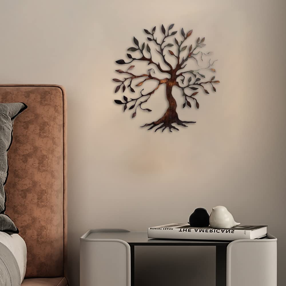 JILIP Olive Tree Metal Wall Art - 3D Abstract Metal Tree Sculpture for Home & Office Decor, 35cm/13.8 Inch - Perfect for Living Room, Bedroom, or Office Wall Decoration