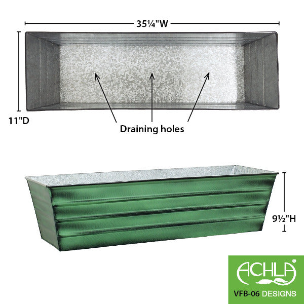 Galvanized Steel Flower Box Planter - Rustproof Outdoor Garden Planter for Flowers, Herbs & Plants - Perfect for Patio, Balcony & Window Sill Decor
