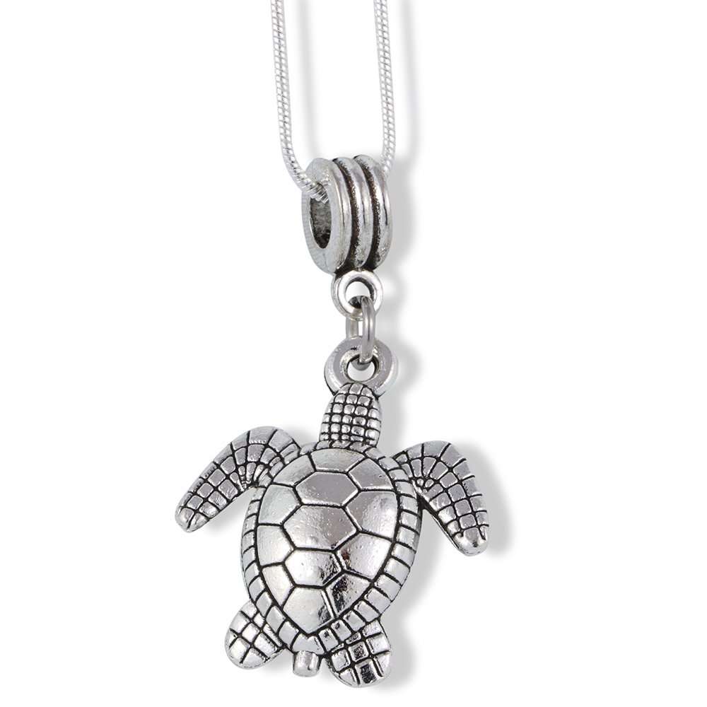 Large Silver Sea Turtle Charm Necklace for Women - Elegant Jewelry Gift for Beach Lovers, Ocean Theme Fashion Accessory | Perfect for Vacation, Summer Outfits & Boho Style