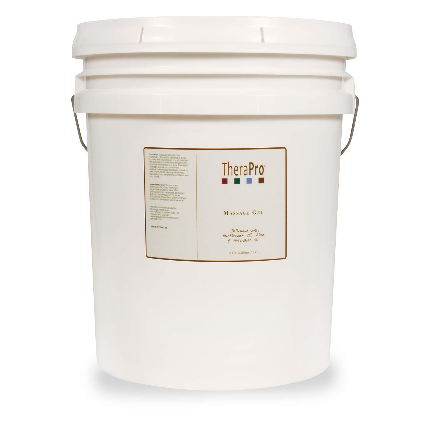 TheraPro Massage Gel - 5 Gallon Bulk Size with Natural Beeswax, Jojoba Oil & Aloe Vera - Unscented Hypoallergenic Professional Massage Lotion for Therapists - Ideal for Swedish, Deep Tissue & Sports Massage in Spas, Clinics and Wellness Centers