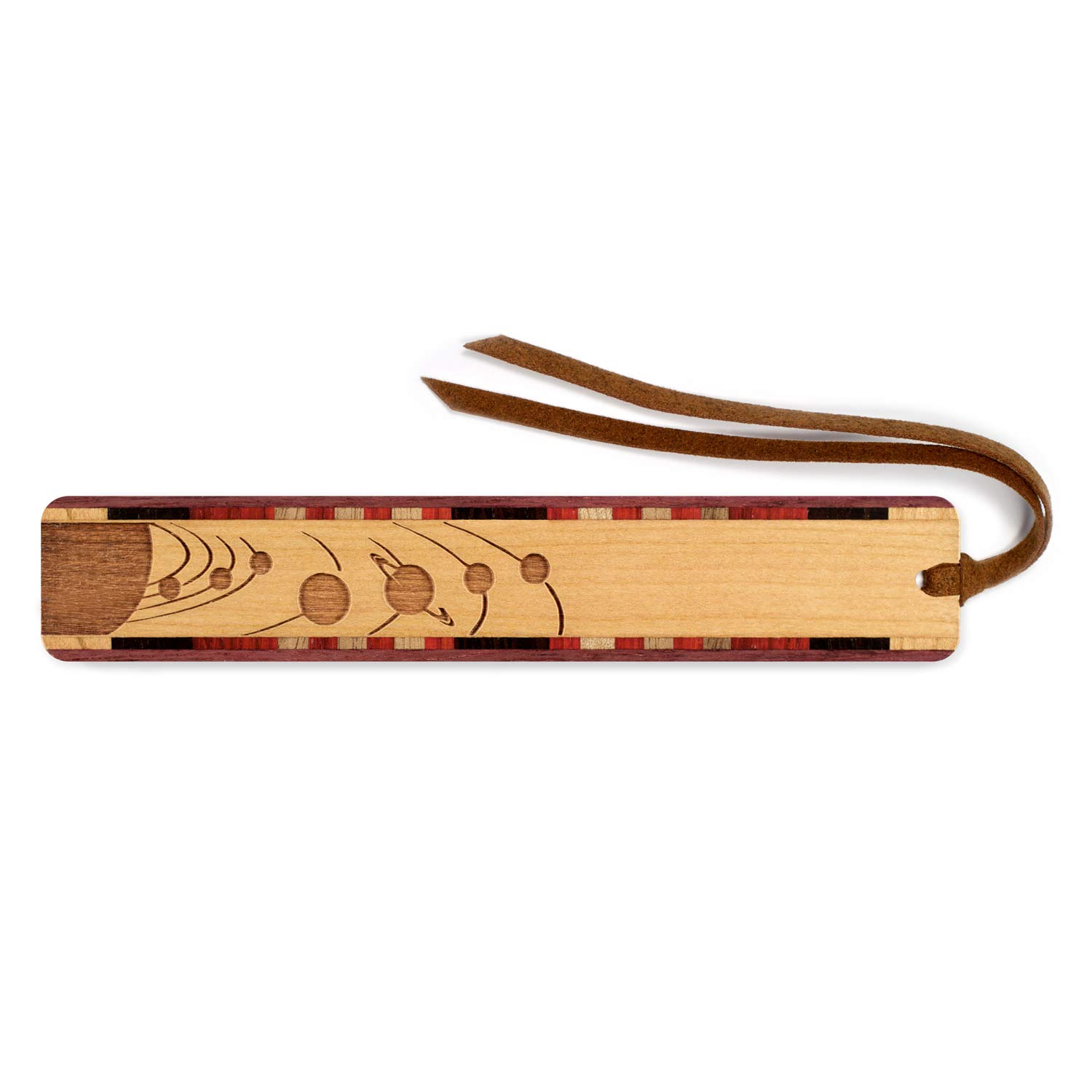 Handmade Engraved Wooden Bookmark with Suede Tassel - Solar System Planets Design - Personalized Custom Gift - Made in USA - Perfect for Book Lovers & Astronomy Enthusiasts