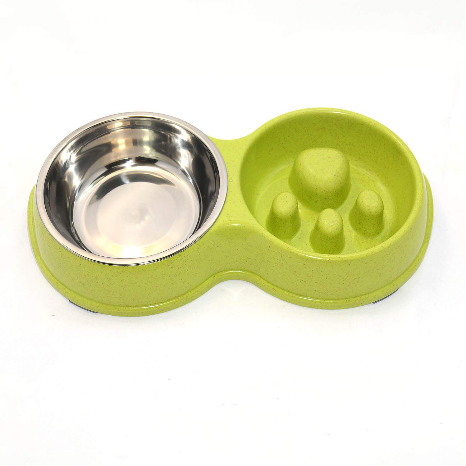 Stainless Steel Slow Feed Dog Bowl for French Bulldogs - Eco-Friendly Interactive Pet Dish to Slow Down Eating & Drinking - Perfect for Frenchies, Small & Medium Dogs - Great for Mealtime & Training (Green)