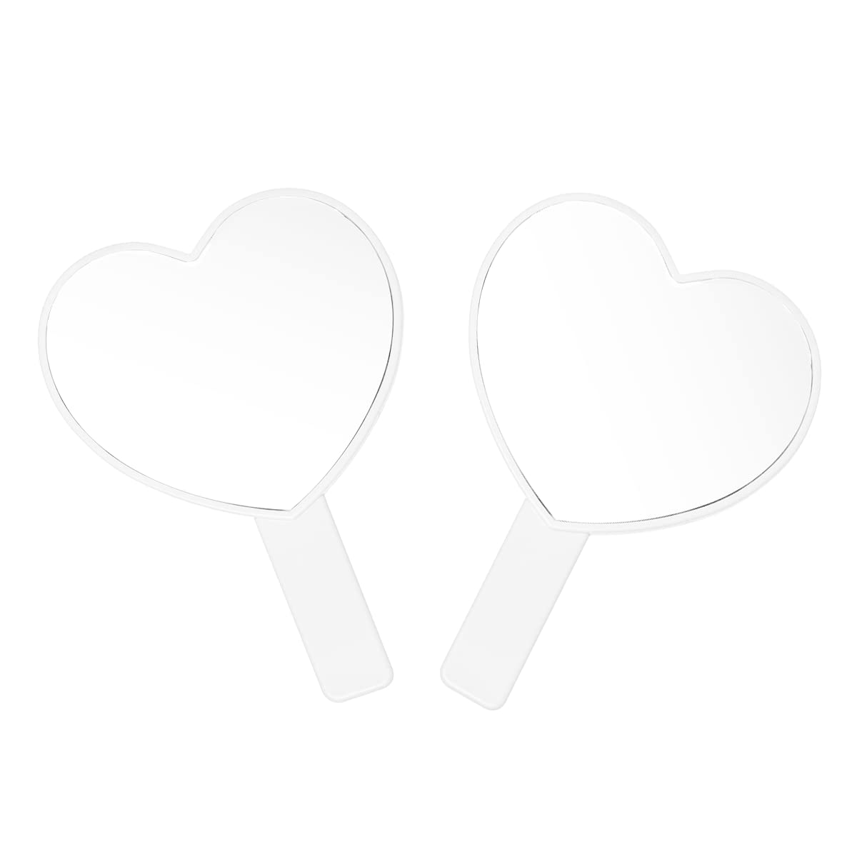 2PCS Heart-Shaped Makeup Mirror with Handle - Portable Travel Cosmetic Mirror for Women, Personal Handheld Vanity Mirror (White) - Perfect for Home, Travel, and Gift Giving