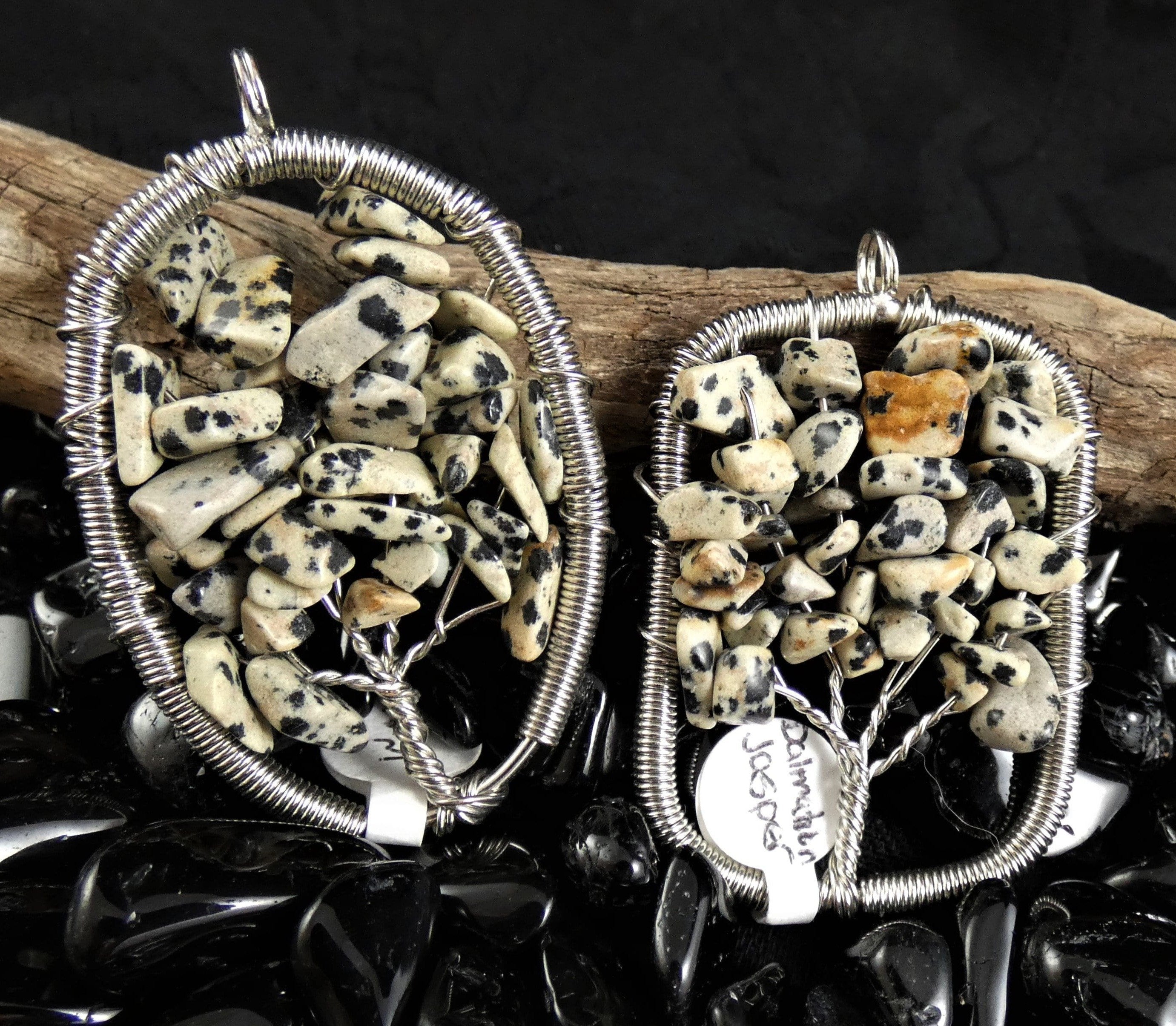 Natural Dalmation Jasper Tree of Life Pendant Necklace - Healing Crystal Jewelry for Women, Spiritual Gift for Meditation & Energy Protection