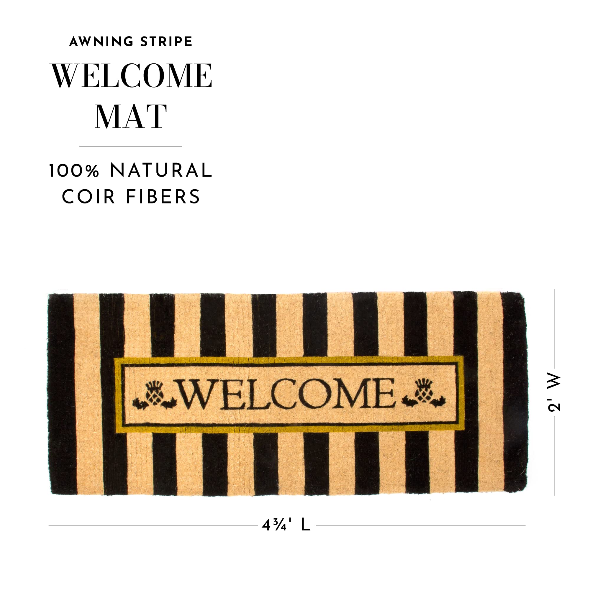 MacKenzie-Childs Double-Door Welcome Mat with Awning Stripe - Non-Slip Outdoor Front Door Mat for Home Entryway, Porch & Patio Decor