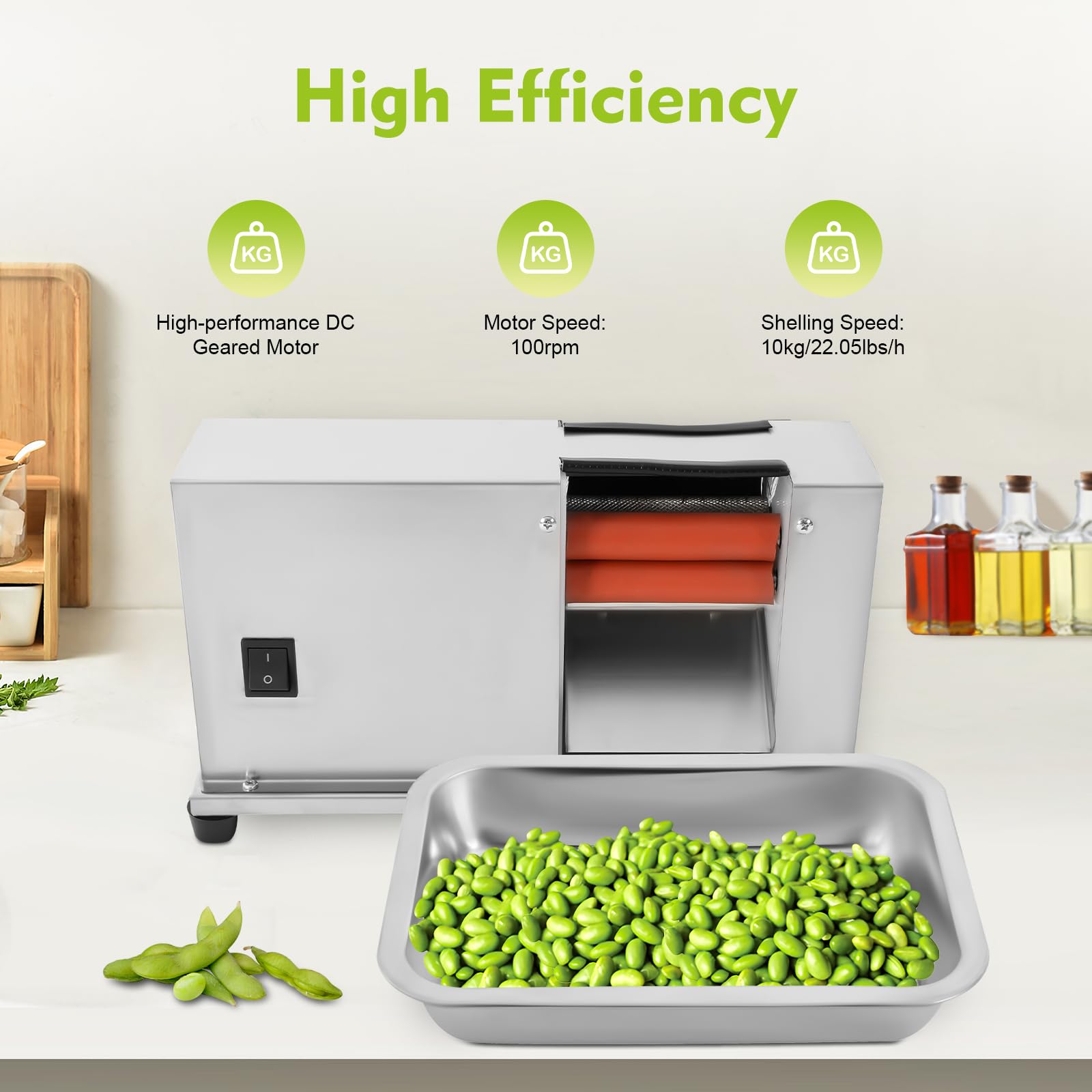 Electric Pea Bean Sheller Machine 110V 20W - Semi-Automatic Commercial Bean Peeler for Peas, Soybeans, Edamame & Legumes - Perfect for Farmers Markets, Home Kitchen & Food Processing Businesses
