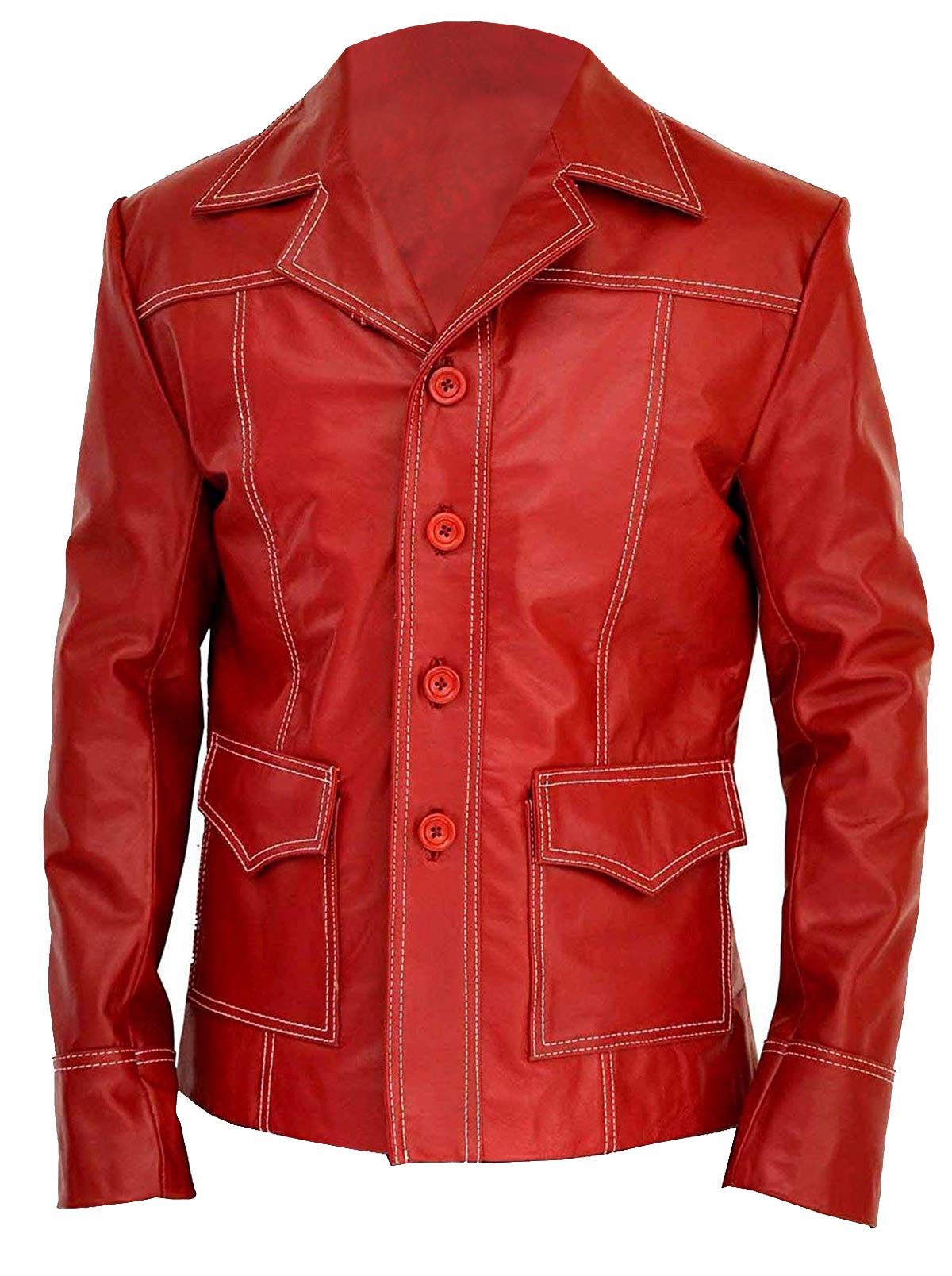 Men's FC Brad Mayhem Club Jacket - Genuine Red Leather Coat for Men | Biker Jacket, Motorcycle Riding, Casual Outwear, Vintage Style Fashion