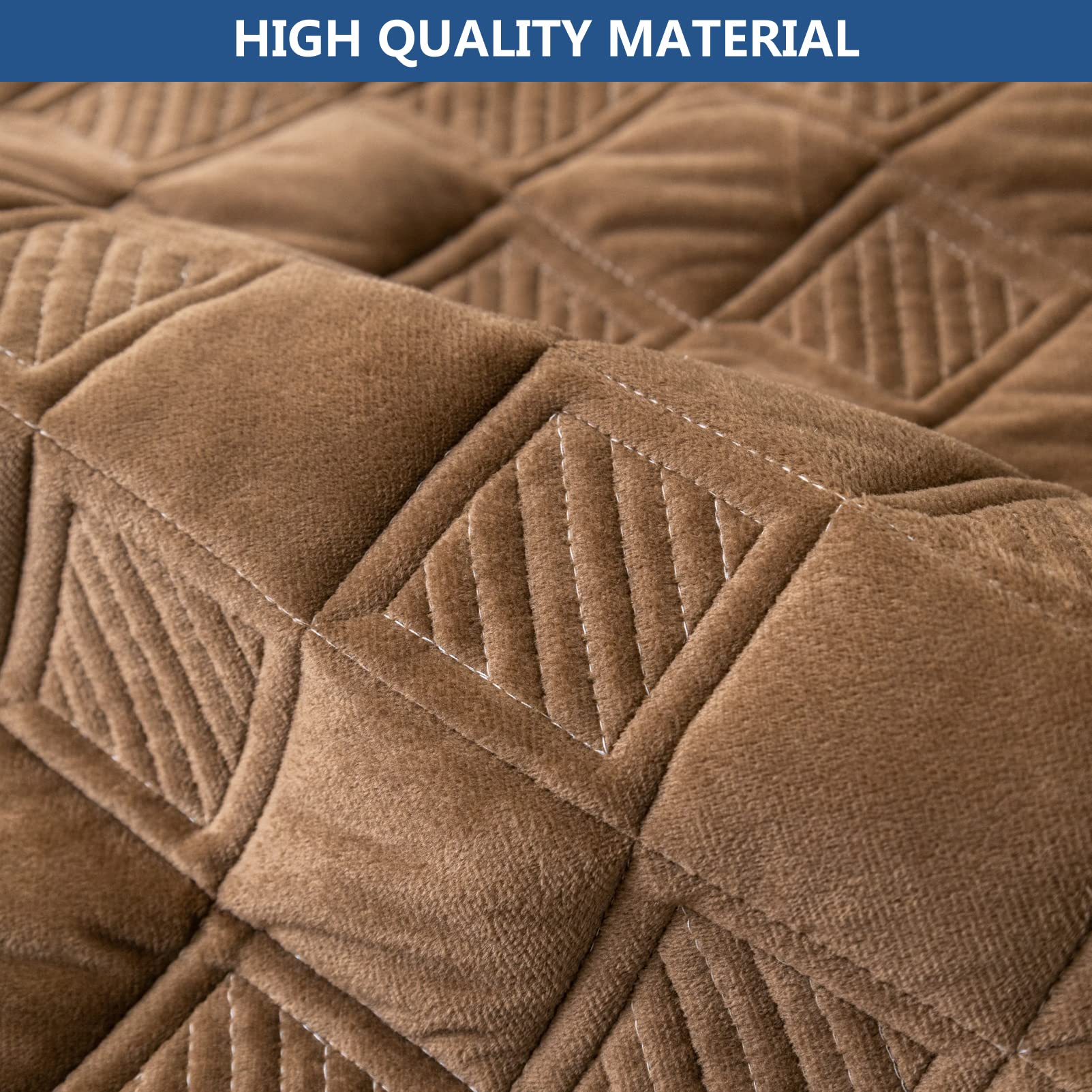 Premium L-Shaped Sectional Sofa Slipcover - Light Brown Stretchable Furniture Protector for Pets (43x63 Inches) | Fits Chaise Lounge, Loveseat & 3-Cushion Couches | Perfect for Pet Owners, Living Room Decor & Home Protection