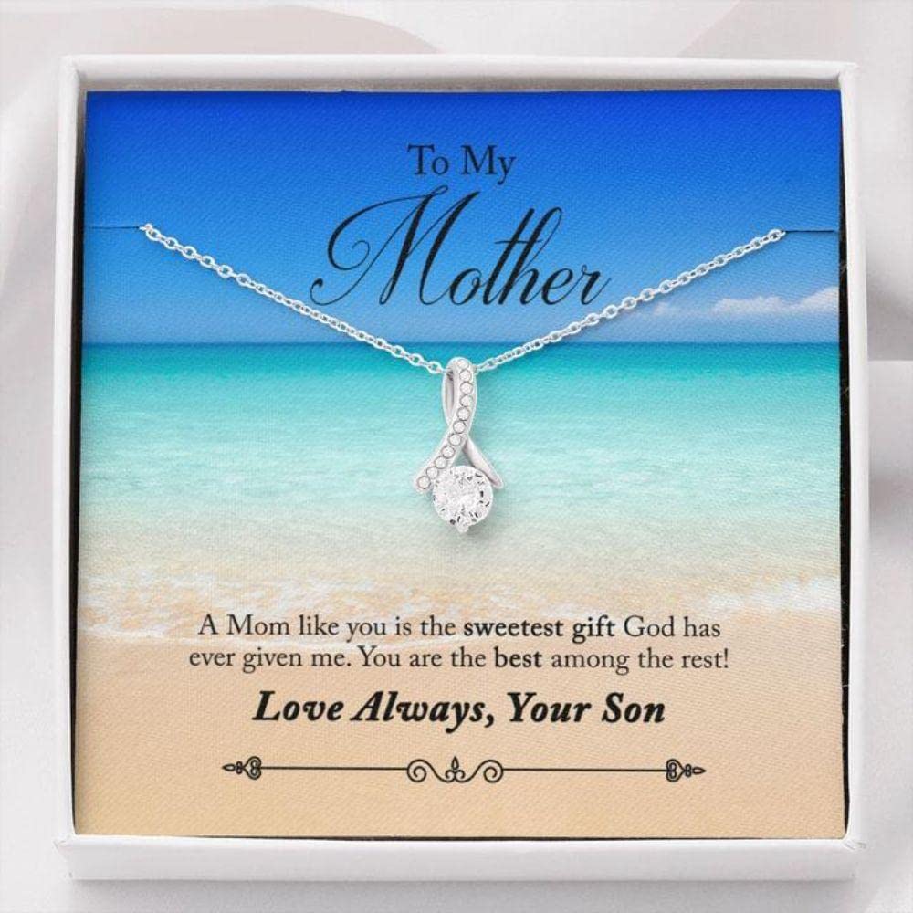 Personalized Mom Necklace - Engraved Heart Pendant Jewelry for Mother's Day, Birthday, Anniversary - Comes with Gift Box & Message Card - Perfect for Beach, Travel, or Everyday Wear (Luxury Packaging)