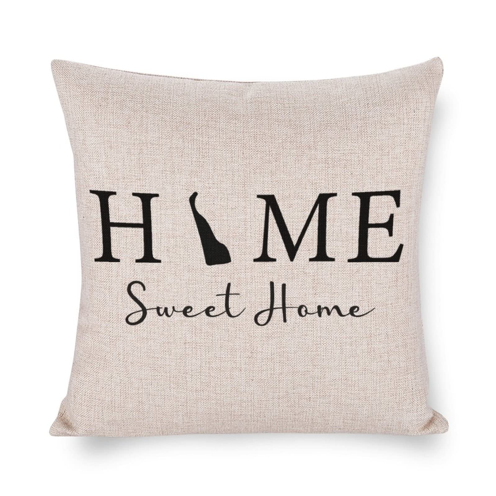 Delaware State Map Home Sweet Home Farmhouse Throw Pillow Cover 18x18 Inch - Decorative Cushion Case for Living Room, Bedroom, Couch & Sofa Decor | Perfect for Farmhouse Style Homes, Cozy Living Spaces and Gift Ideas