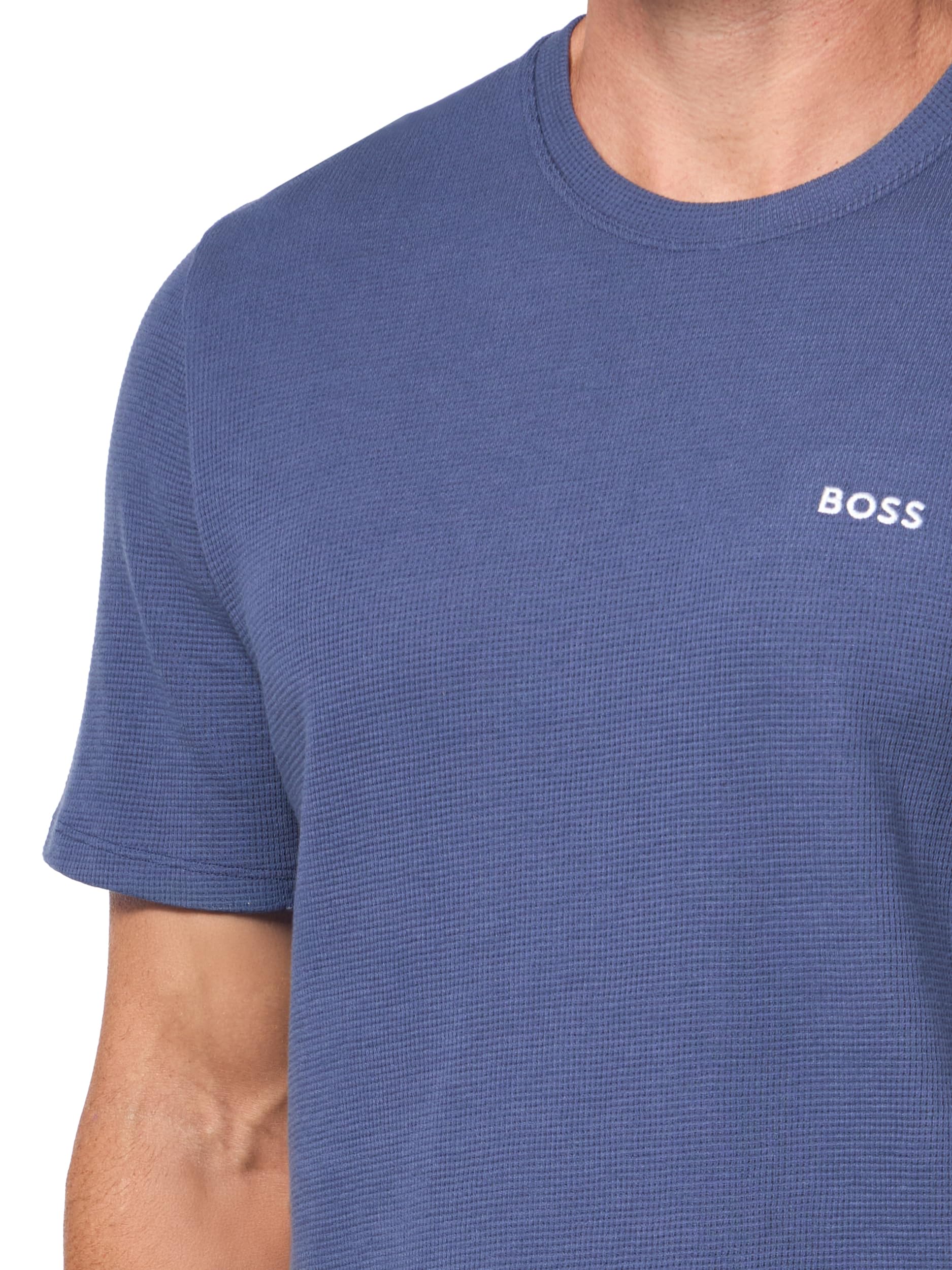 BOSS Men's Waffle Contrast Logo Short-Sleeve T-Shirt - Casual Cotton Crew Neck Tee for Everyday Wear, Gym & Street Style