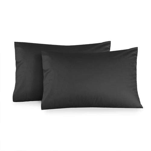 Premium 300 Thread Count Sateen King Pillowcase Set (2-Pack) - Ultra Soft Luxury Bedding - Black - Perfect for Master Bedroom, Hotel Style Comfort & Home Decor