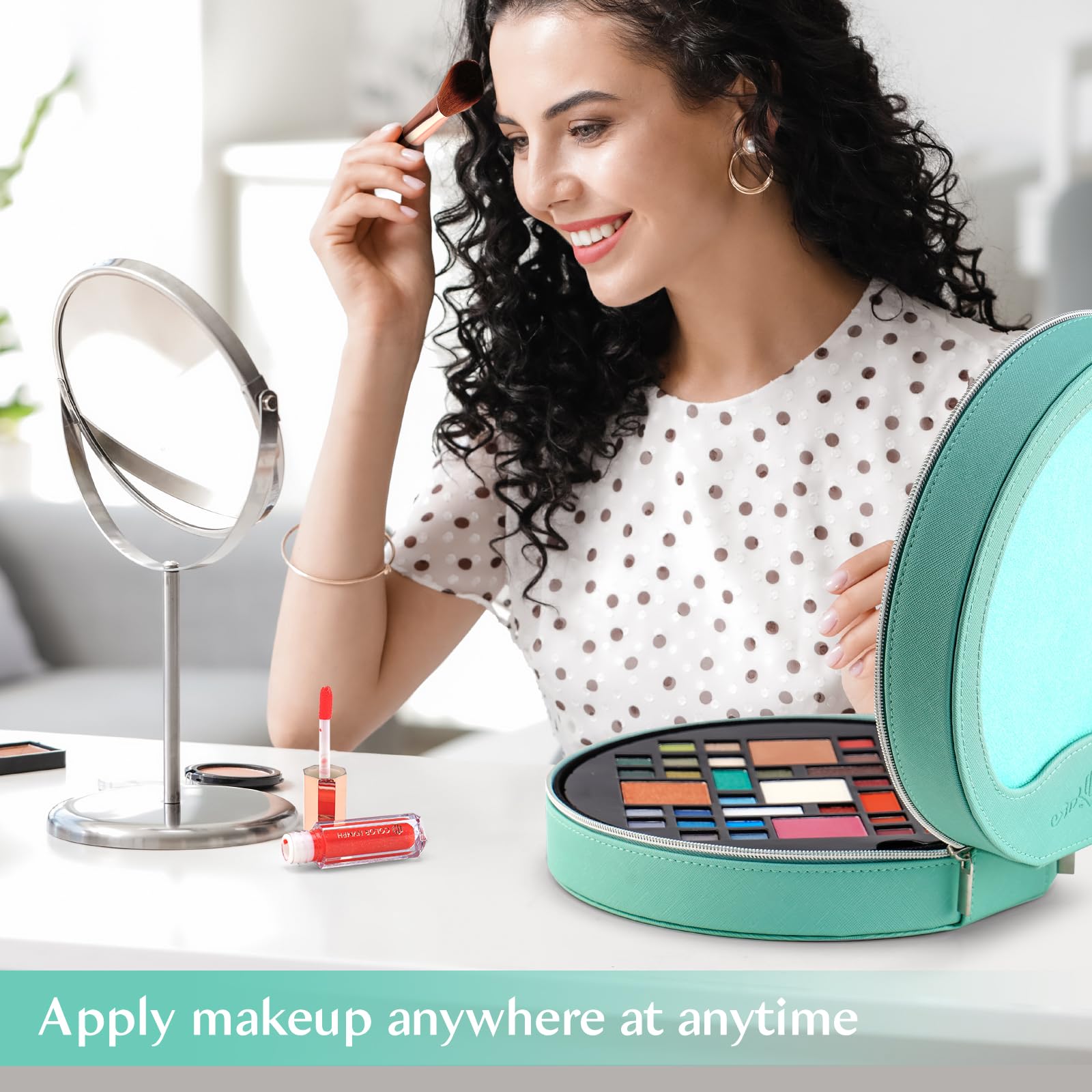 Color Nymph Starter Makeup Kit for Teens & Preteens - 38 Color Eyeshadow Palette, Lip Gloss & Brushes Set with Reusable Case | Perfect Birthday, Valentine's Day Gift | Great for School, Parties & Everyday Makeup Looks (Green)