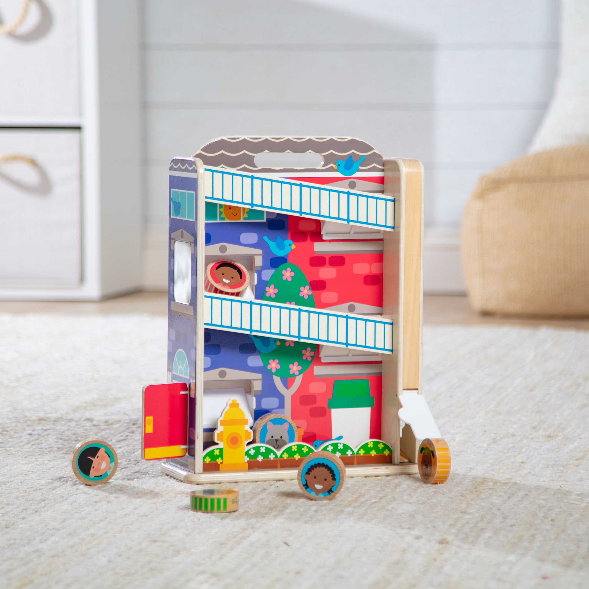 GO Tots Town House Tumble - Kids Playhouse with Slide & Climbing Wall - Perfect for Indoor & Outdoor Playtime, Backyard Fun, and Toddler Activity Centers