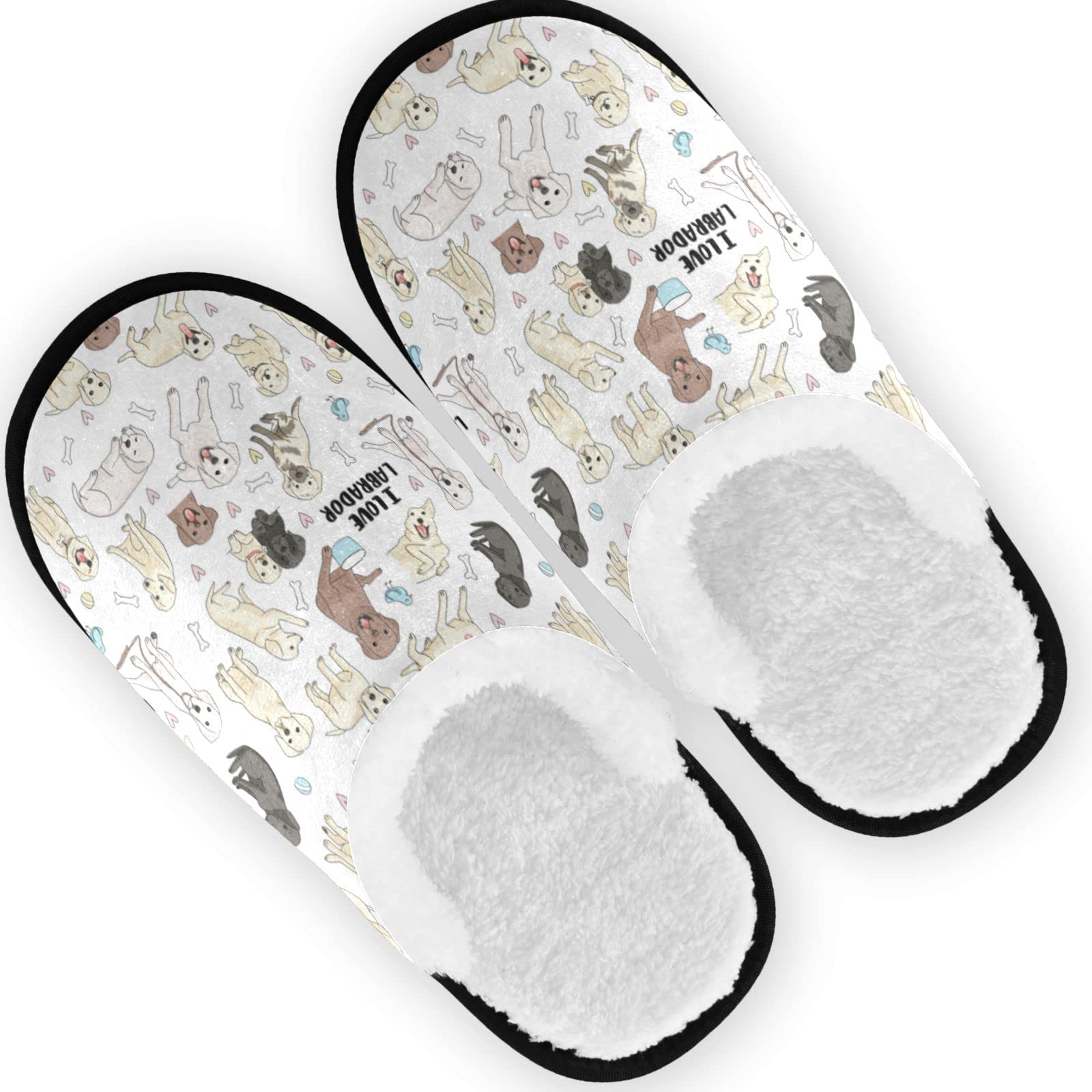 Labrador Dog Slippers for Women & Men - Memory Foam House Shoes with Non-Slip Sole | Cozy Indoor/Outdoor Winter Slippers for Home, Bedroom & Backyard Use