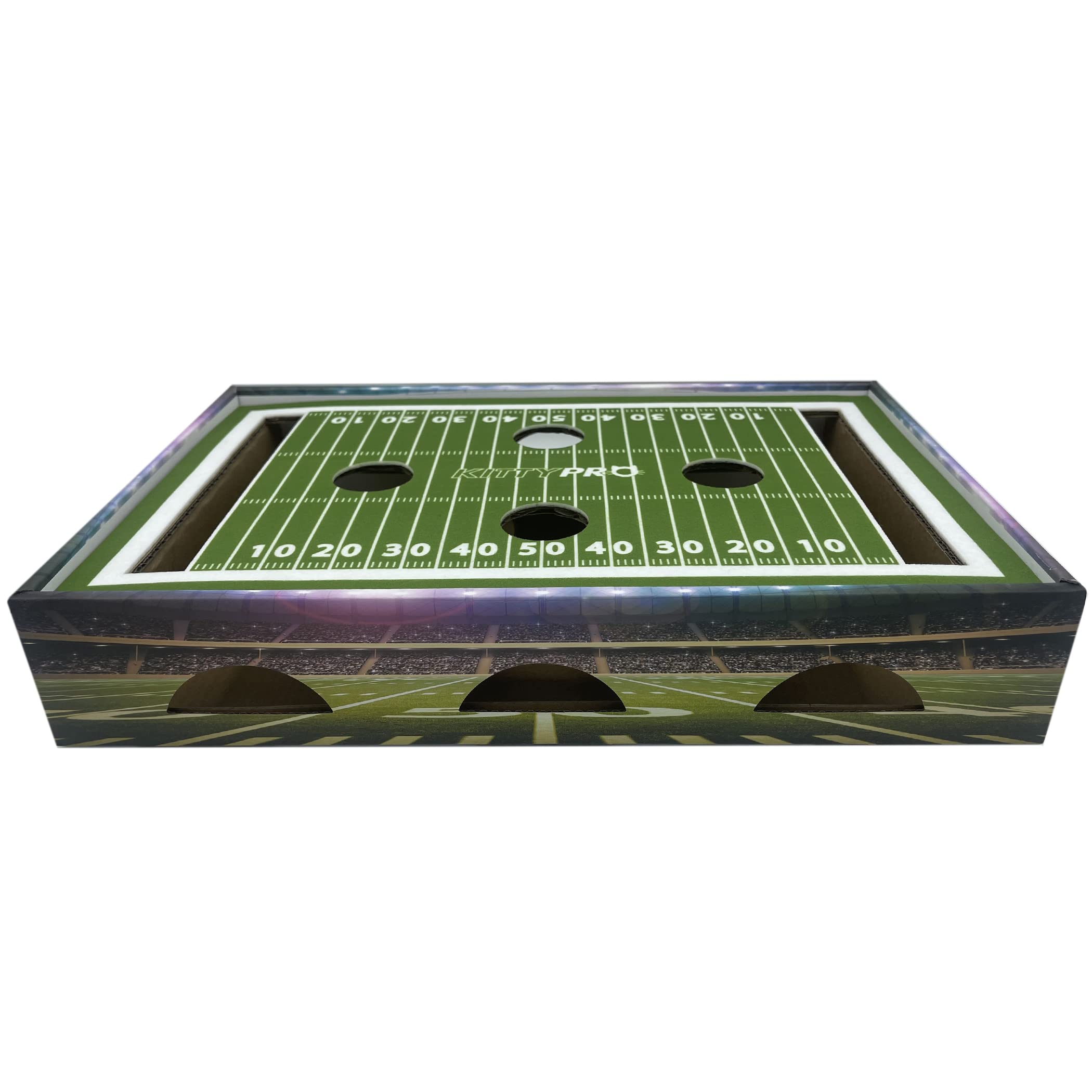 NCAA Missouri Tigers Cat Scratcher Box - Football Field Design Pet Scratcher & Lounge - Durable Game Day Cat Toy for Scratching & Play - Perfect for Game Day Fun & Indoor Cat Entertainment