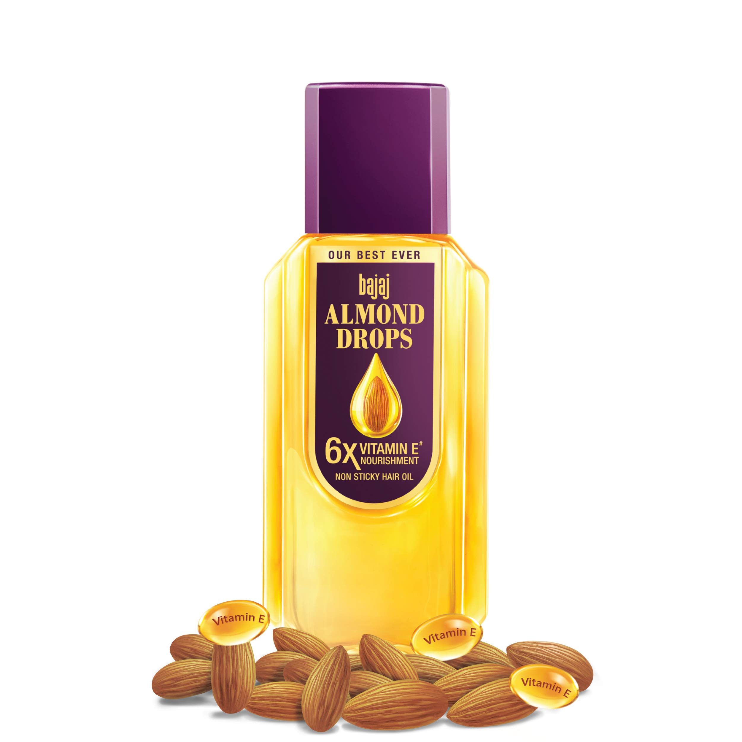 Bajaj Almond Drops Hair Oil - 300ml (Pack of 2) | Natural Hair Growth Treatment for Dry & Damaged Hair | Perfect for Daily Scalp Massage & Hair Nourishment