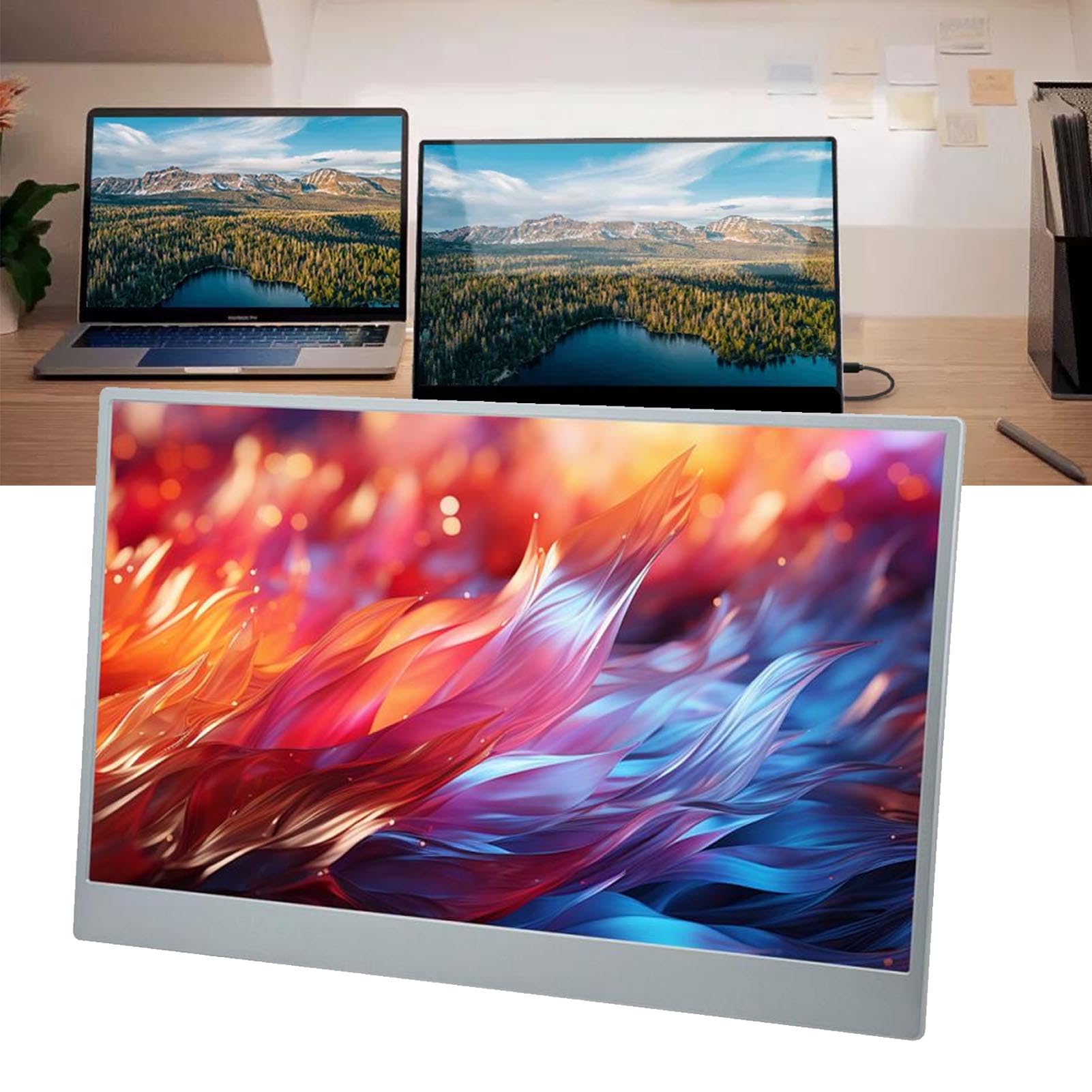ASIXXSIX 15.6 Inch Portable Touchscreen Monitor - Full HD 1080P IPS Display, 60Hz Refresh Rate, HDMI & USB-C Connectivity - Ultra Slim External Screen for Laptop, PC, Gaming, Business Travel and Home Office Use