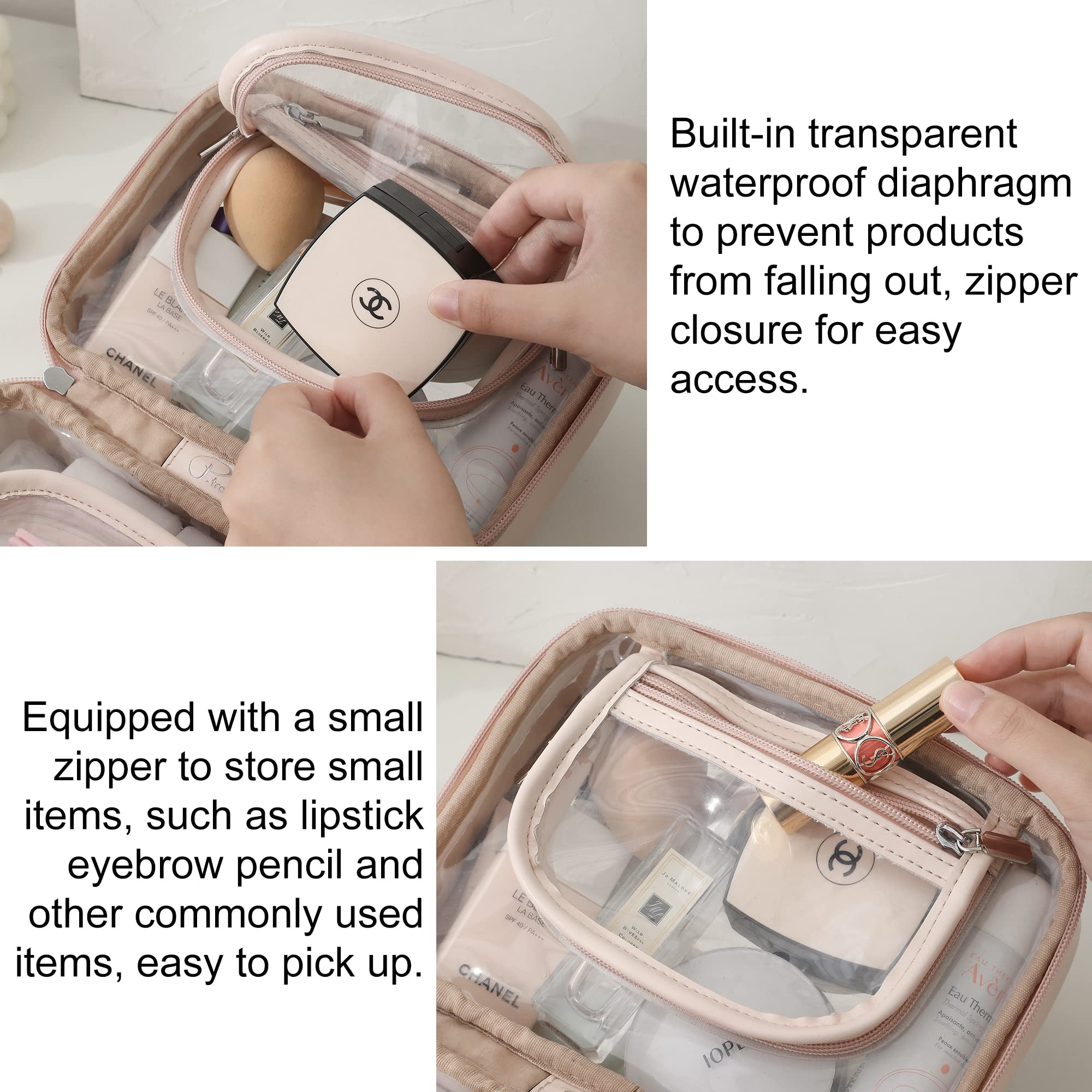 Veki Clear Makeup Bag - Large Waterproof Travel Cosmetic Case with Zipper, Spacious Toiletry Organizer for Women | Perfect for Travel, Gym & Daily Cosmetics Storage