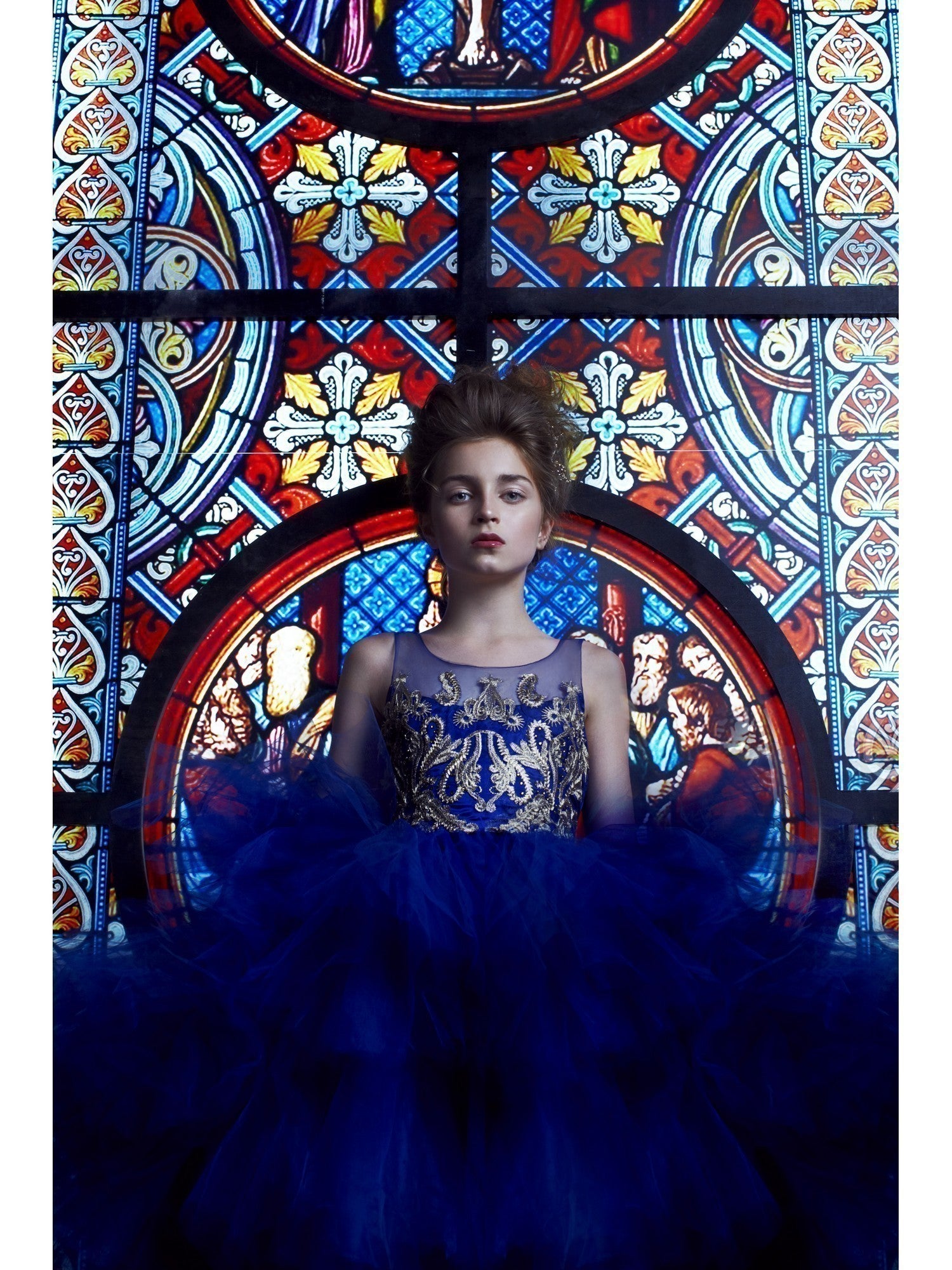 Royal Blue Beaded Hi-Low Christmas Party Dress for Big Girls (Size 8-12) - Perfect for Holiday Celebrations, Pageants & Special Occasions