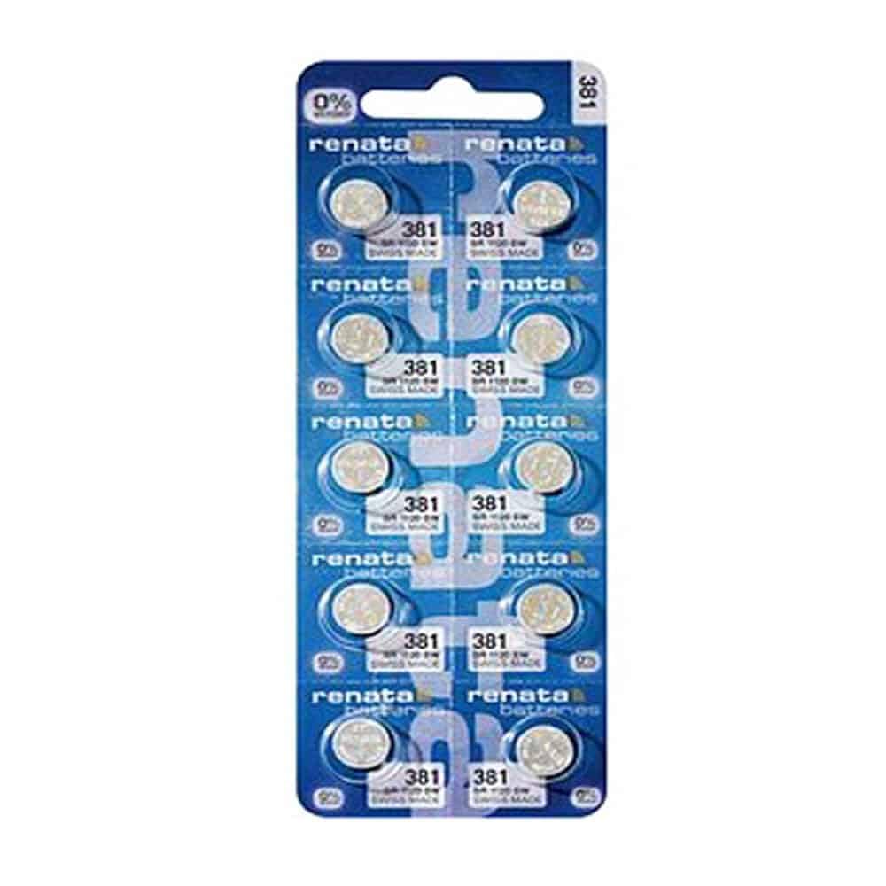 Renata 381 SR1120SW Silver Oxide Watch Batteries - 1.55V Long-Lasting Power (10-Pack) for Watches, Calculators & Small Electronics