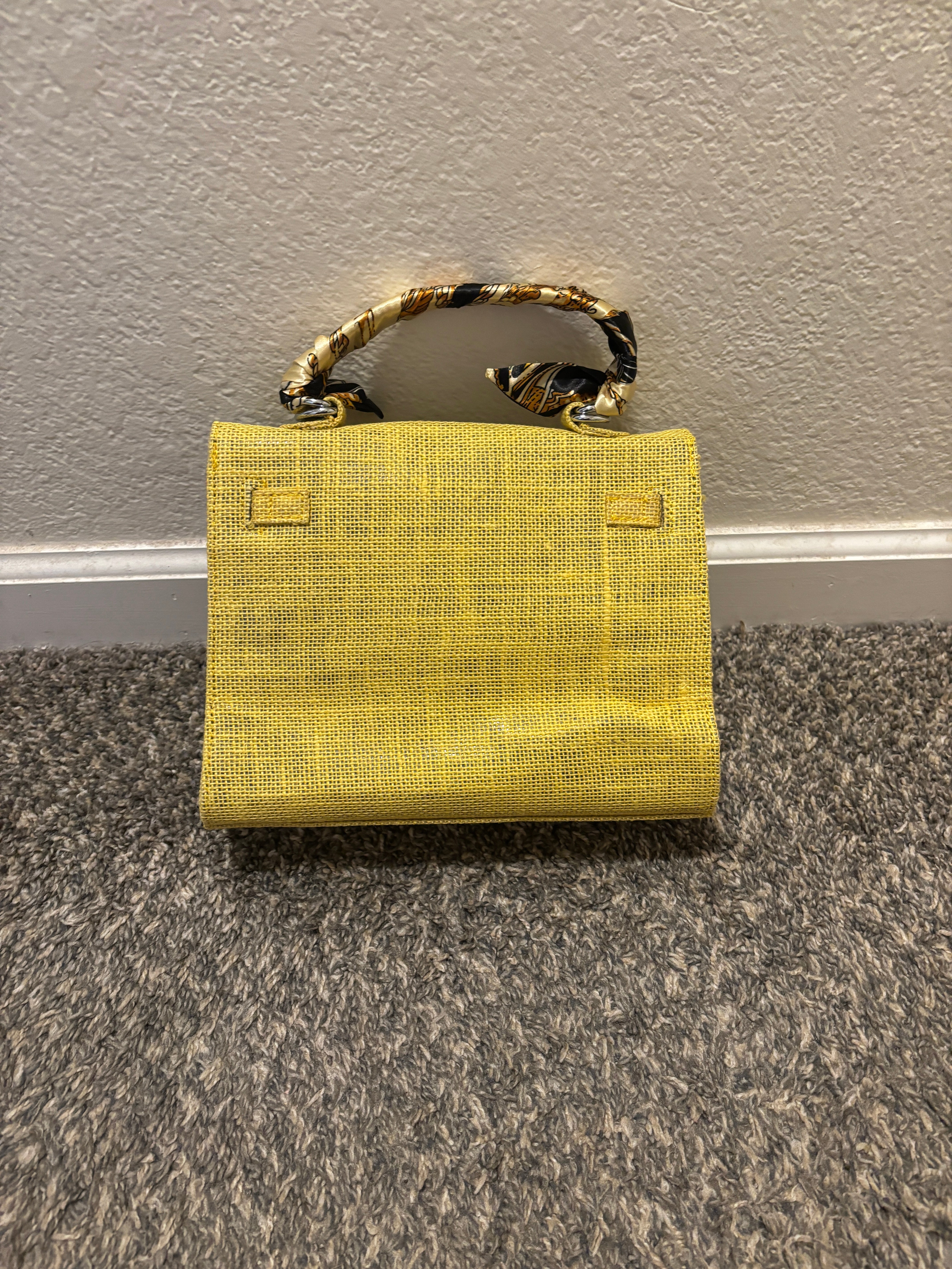 French Style Jute Mini Crossbody Bag for Women - Yellow Eco-Friendly Tote Shoulder Bag | Perfect for Beach Outings, Shopping & Casual Daily Use